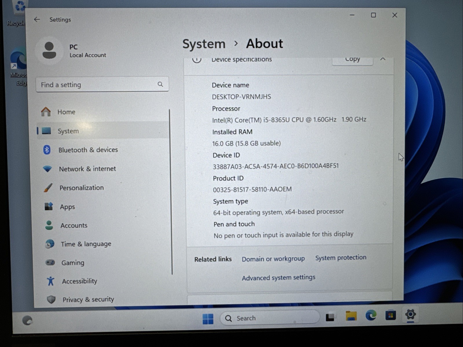LENOVO T490s 20NYS3LK00 i5-8365U 1.60GHz 16GB Ram {512GB Windows 11 Pro} No AC