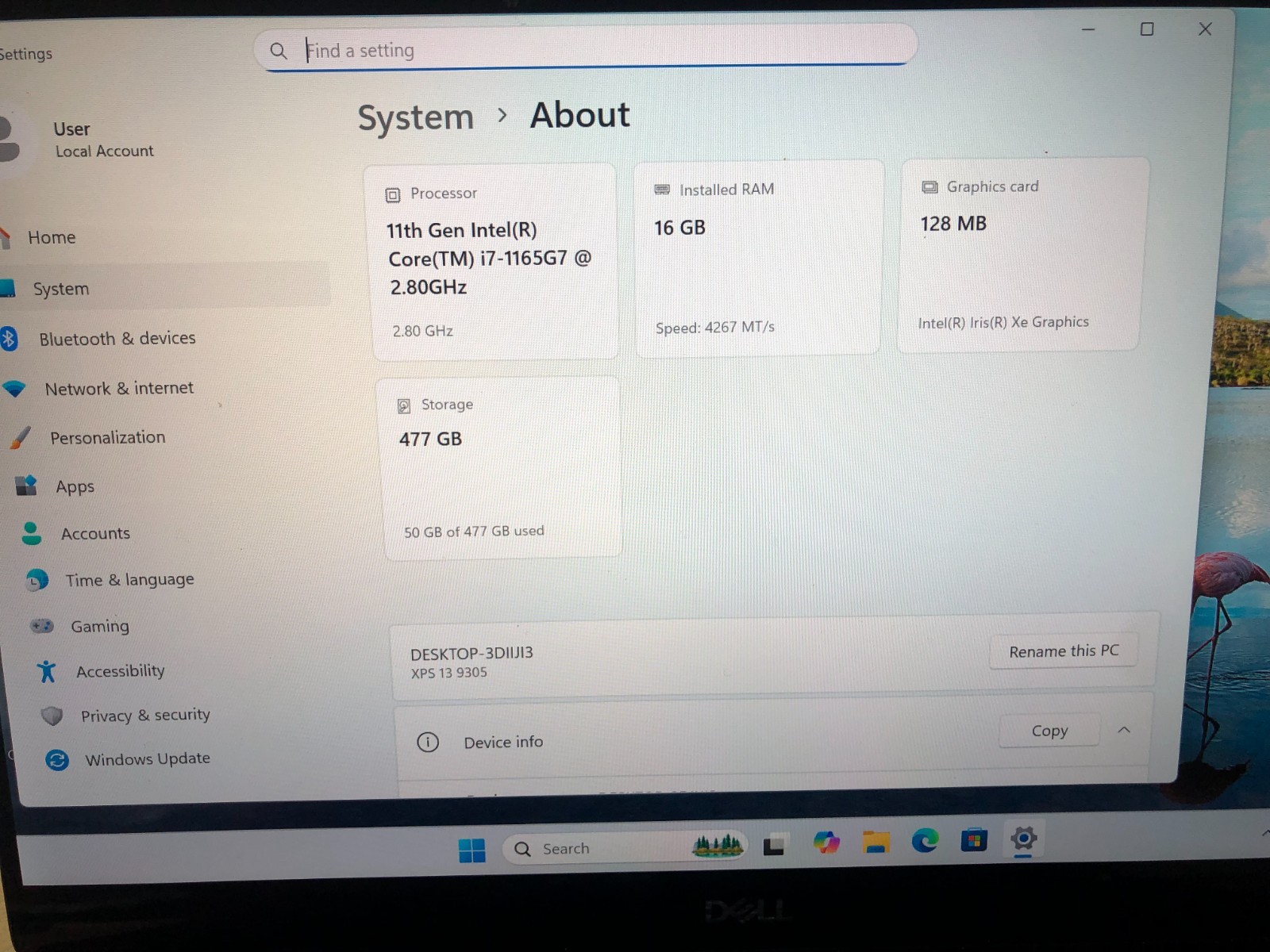 Dell XPS 13 9305 i7-1165G7, 16GB,512SSD TOUCH Screen , Sliver, Good Condition