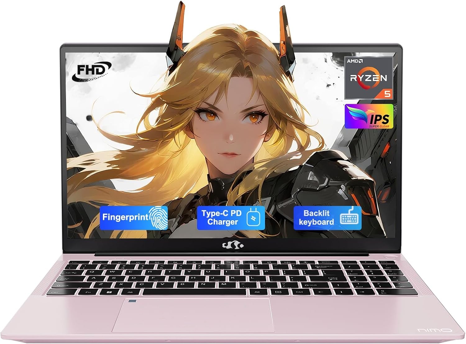 Nimo 15.6” IPS FHD Student Laptop, 16GB RAM 512GB SSD AMD Ryzen 5(Up to 3.7GHz)
