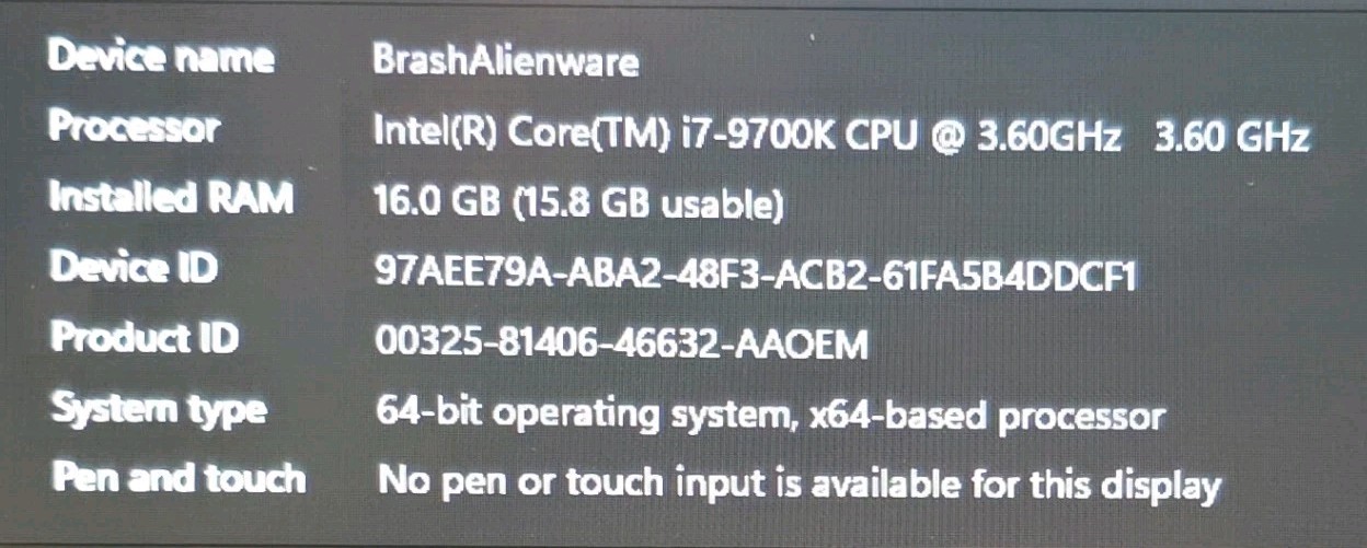 Alienware Area-51m R1 i7-9700K RTX 2070 16GB 256GB SSD 144Hz Excellent