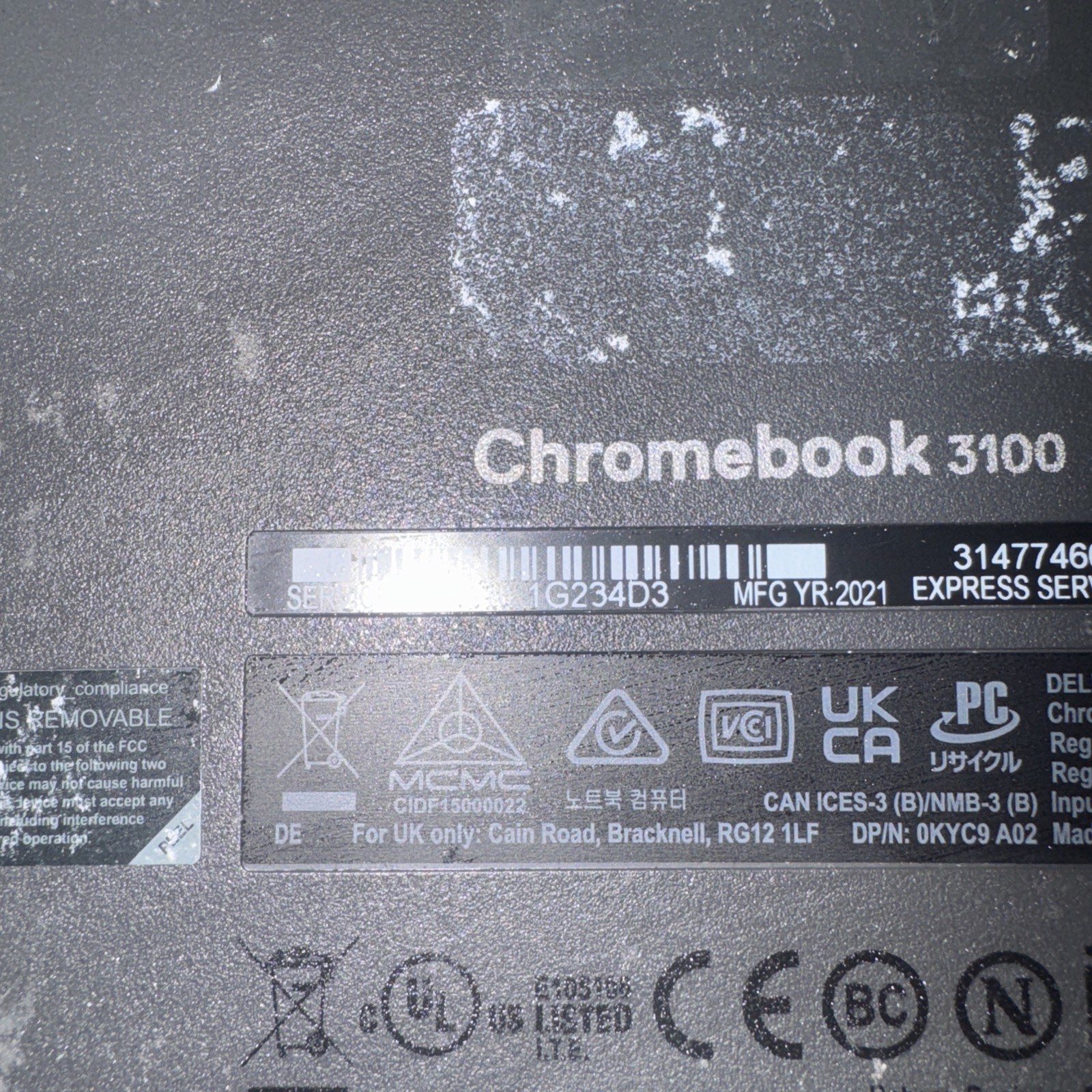DELL CHROMEBOOK 11 3100 11.6″ 4GB RAM 16GB SSD Celeron N4000 Non-Touch P29T