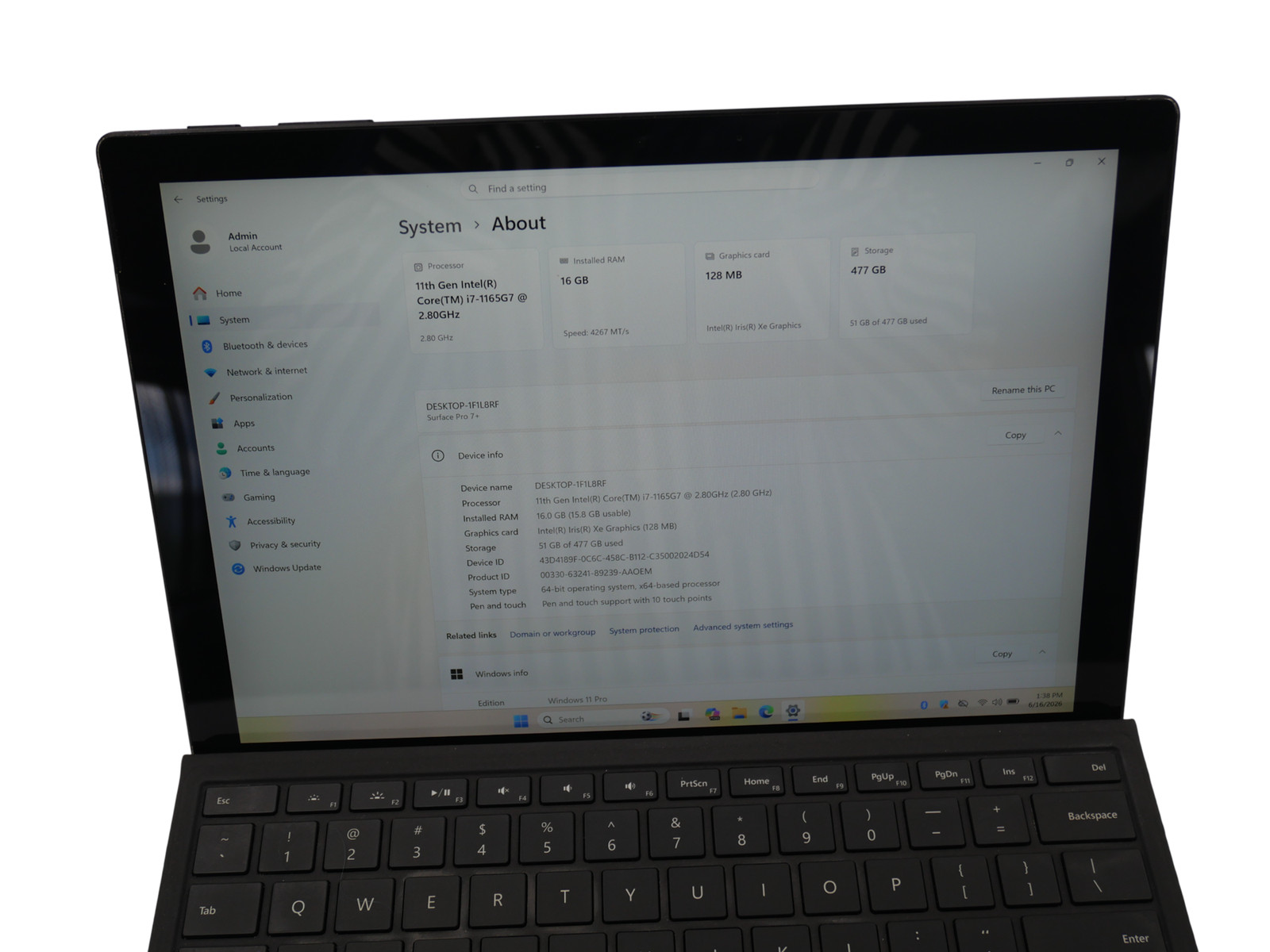 Microsoft Surface Pro 7 plus 1960 Core i7-1165G7 2.8GHz 16GB 512GB