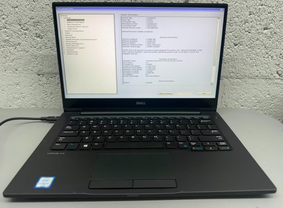 Dell Latitude 7370 13.3″ Core m7 16GB RAM 0GB SSD USED MISSING INTERNAL BATTERY