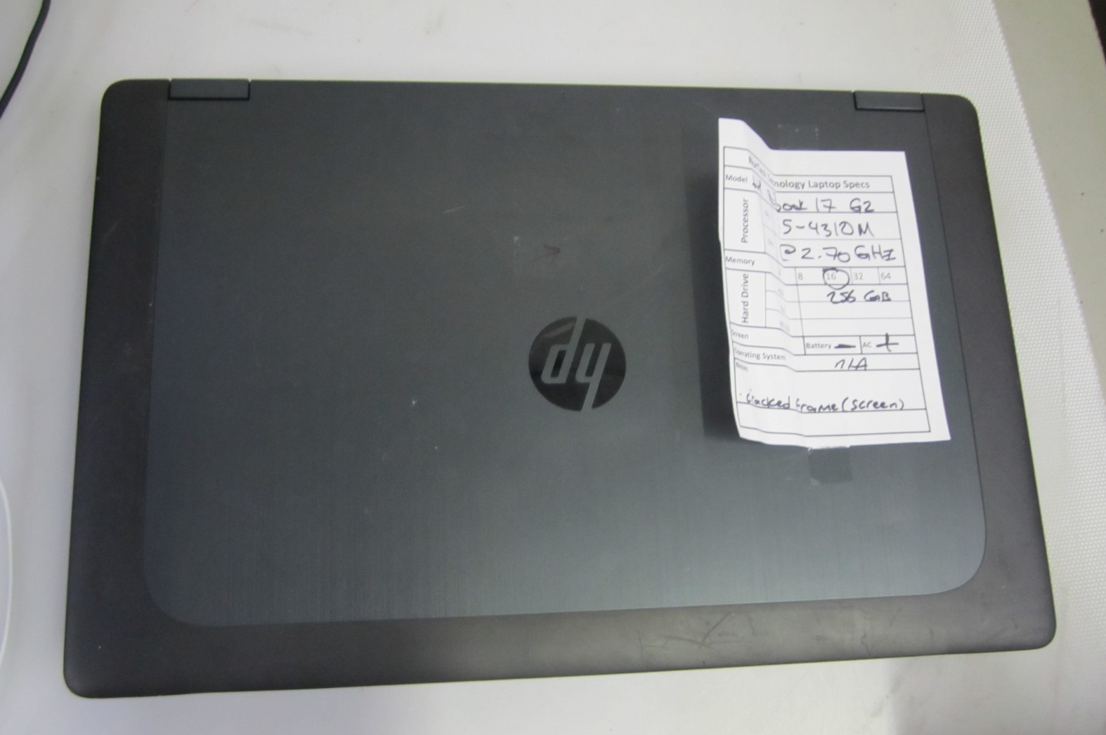 HP ZBook 17 G2 i5-4310M 2.70GHz 16GB 256GB LAPTOP NO OS/BTRY READ DESCRIPTION