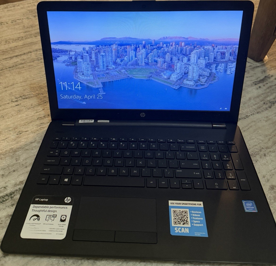 HP 15.6″ Notebook Laptop Intel Pentium Windows 10 Black Built-in Webcam USB HDMI