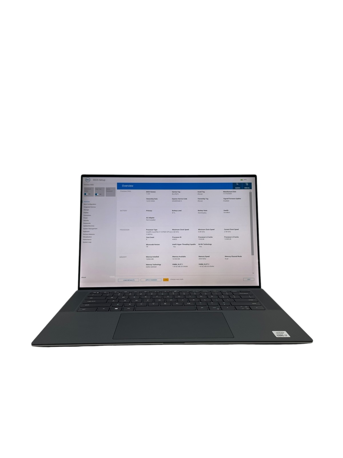 Dell Precision 5550 15″ – i7 2.6GHz – 16GB RAM – 256GB SSD – Grade D