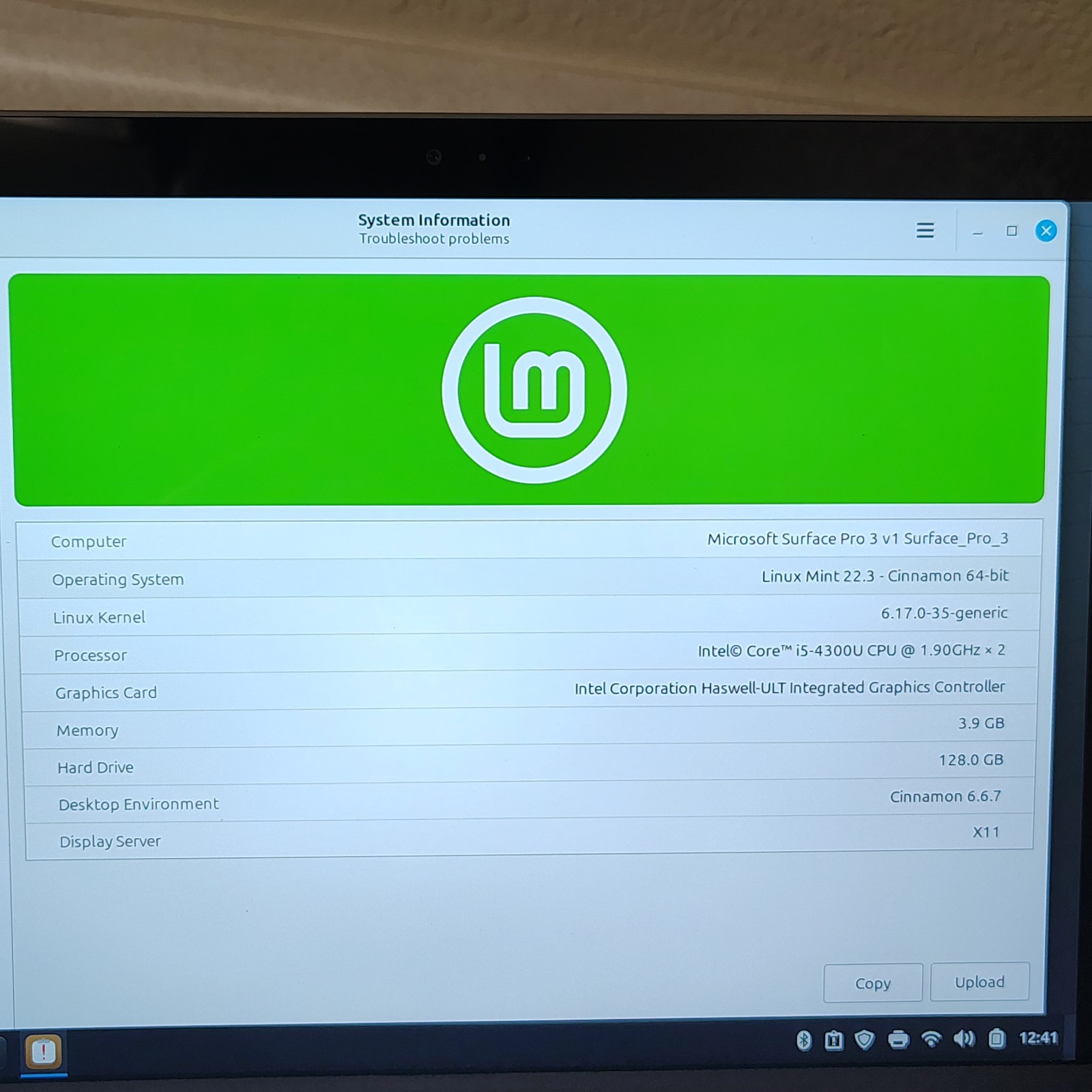 Microsoft Surface Pro 3 Touchscreen Linux Mint Laptop Tablet 128GB SSD 1440p i5