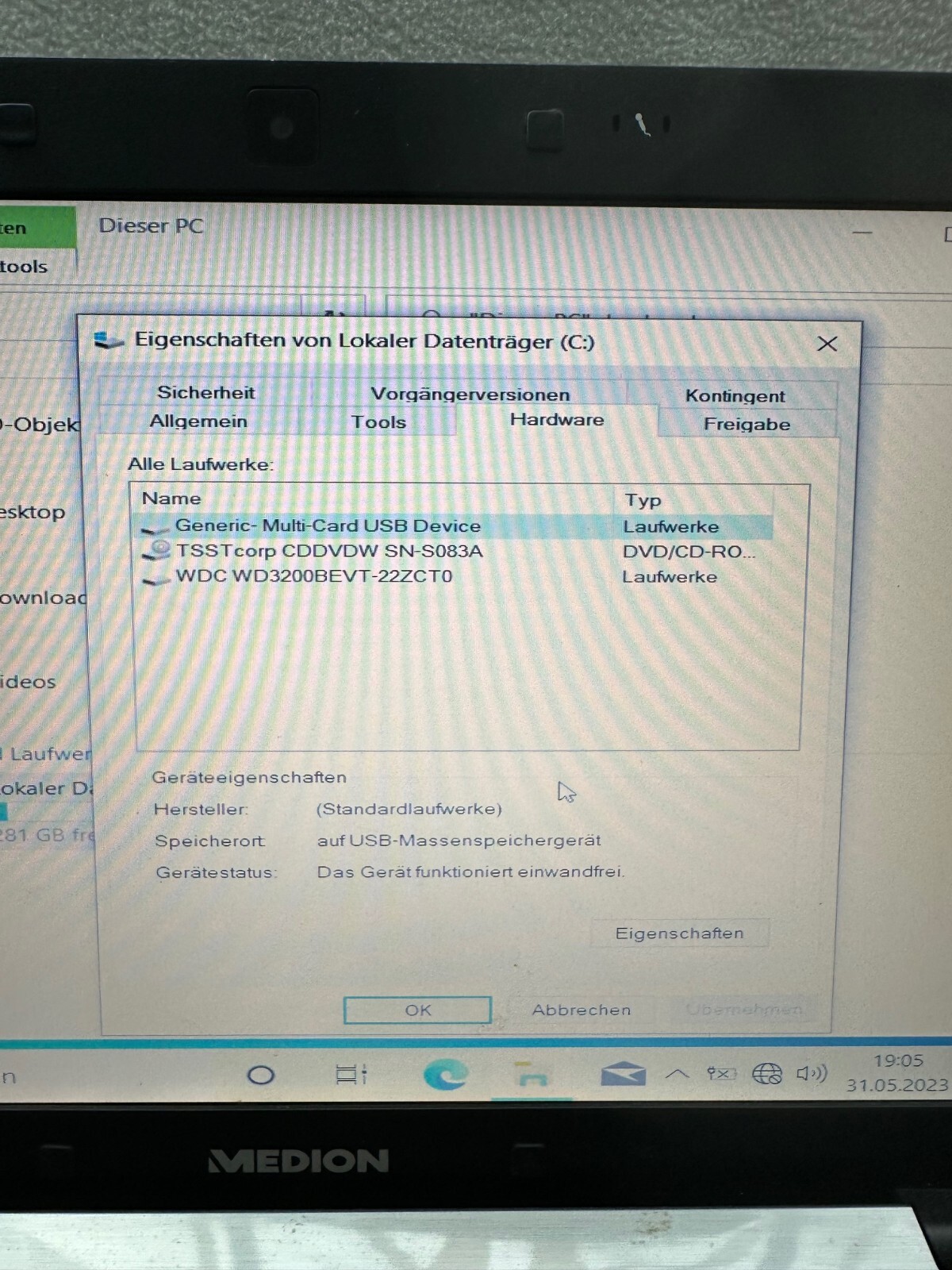 Notebook – Medion Akoya P6612 Intel Duo Core T7350 2.0GHz 320GB HDD 4GB RAM