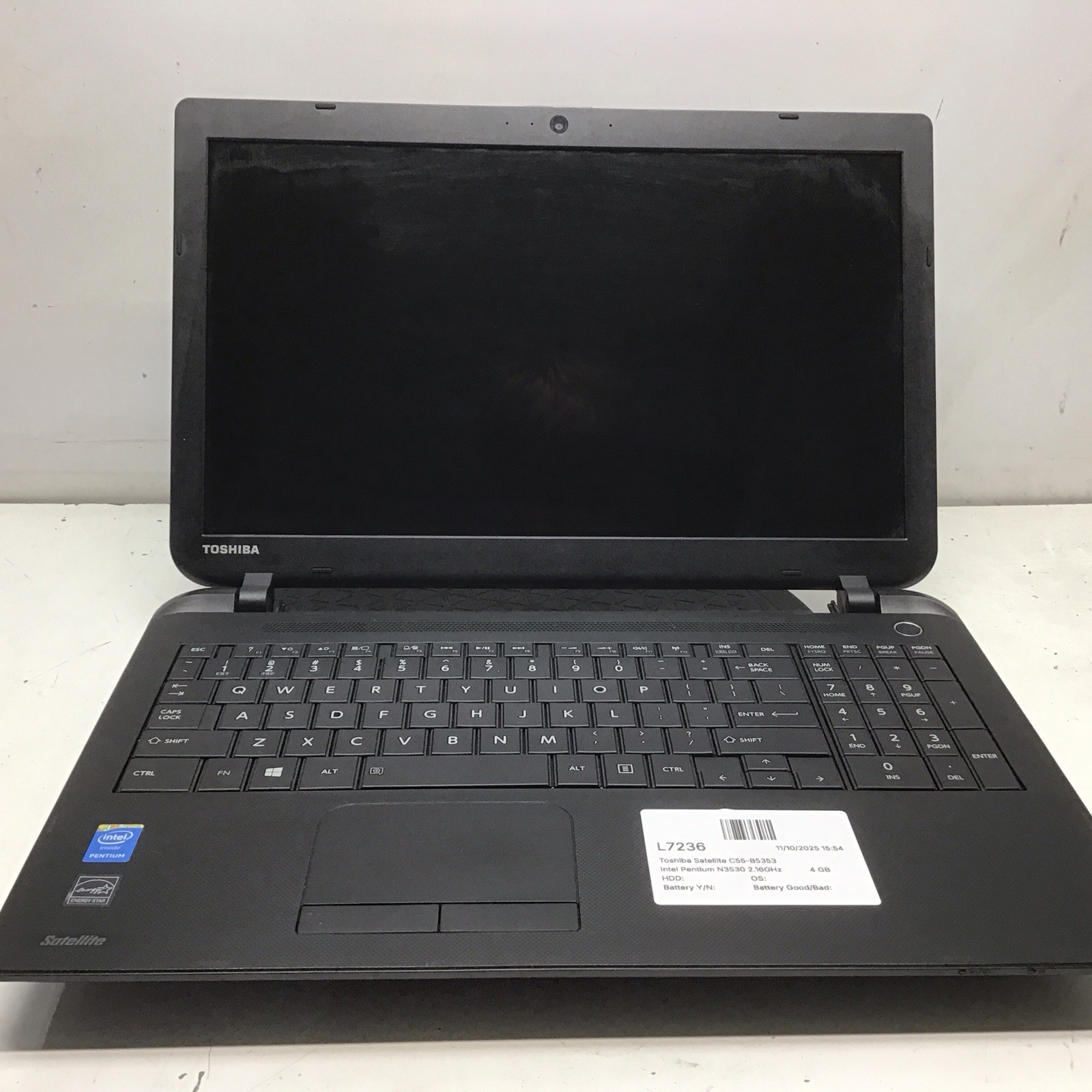 Toshiba Satellite C55-B5353 Intel Pentium N3530 2.16GHz 4 GB NO HDD