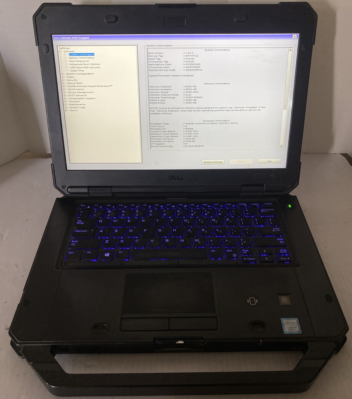 Dell Latitude 5420 Rugged 14” i5-8350U 8GB No drives/OS Durable Business Laptop