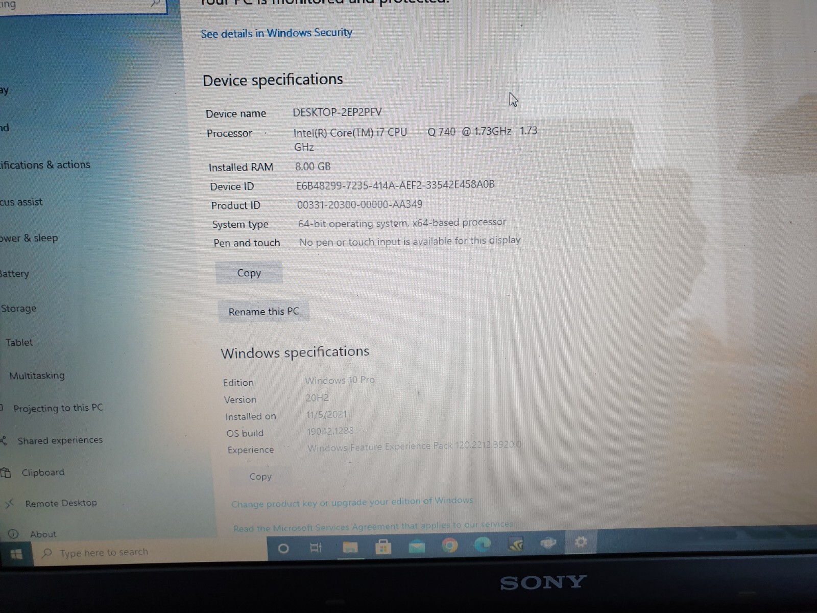 Sony VAIO INTEL CORE I7-740QM 1.73 GHz 16.4IN 320GB 8GB Ram Win 10 Blu-Ray