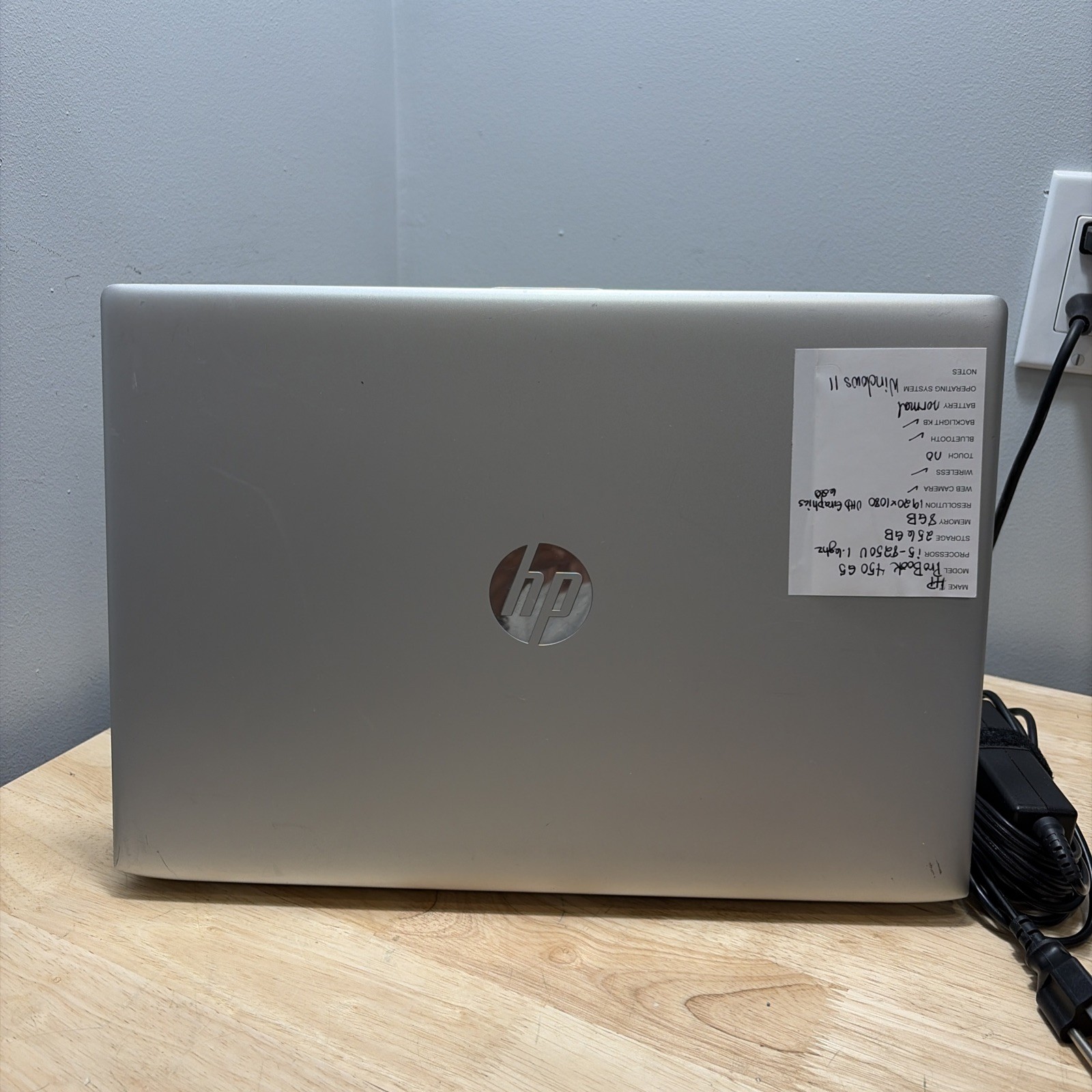 HP ProBook 450 G5 15″ CORE i5-8250U 1.6GHZ , 8GB, 256GB WCAM WIFI WIN11 CORD