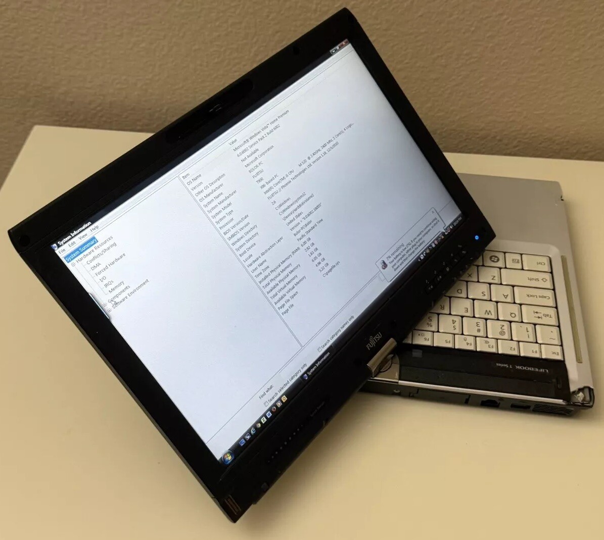 Fujitsu Lifebook T900, Intel core i5-M520 @2.40GHz, 6GB Ram Windows Vista