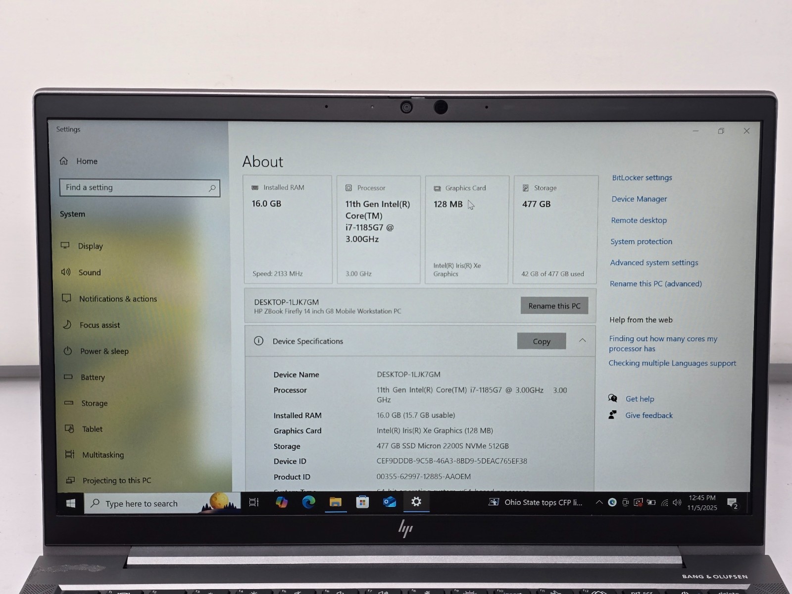 HP ZBook Firefly 14 G8 i7-1185G7 16GB RAM 512GB SSD – Used
