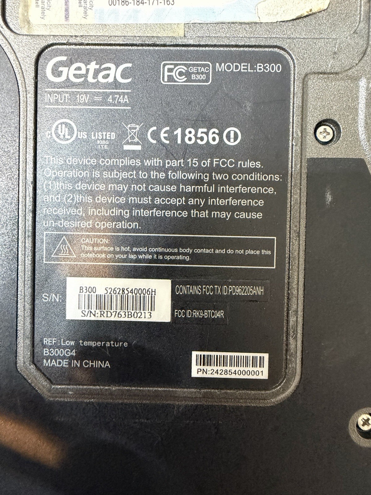 Getac B300 G4 Rugged Laptop i7-3520M 8GB RAM 500GB HDD Boots to BIOS
