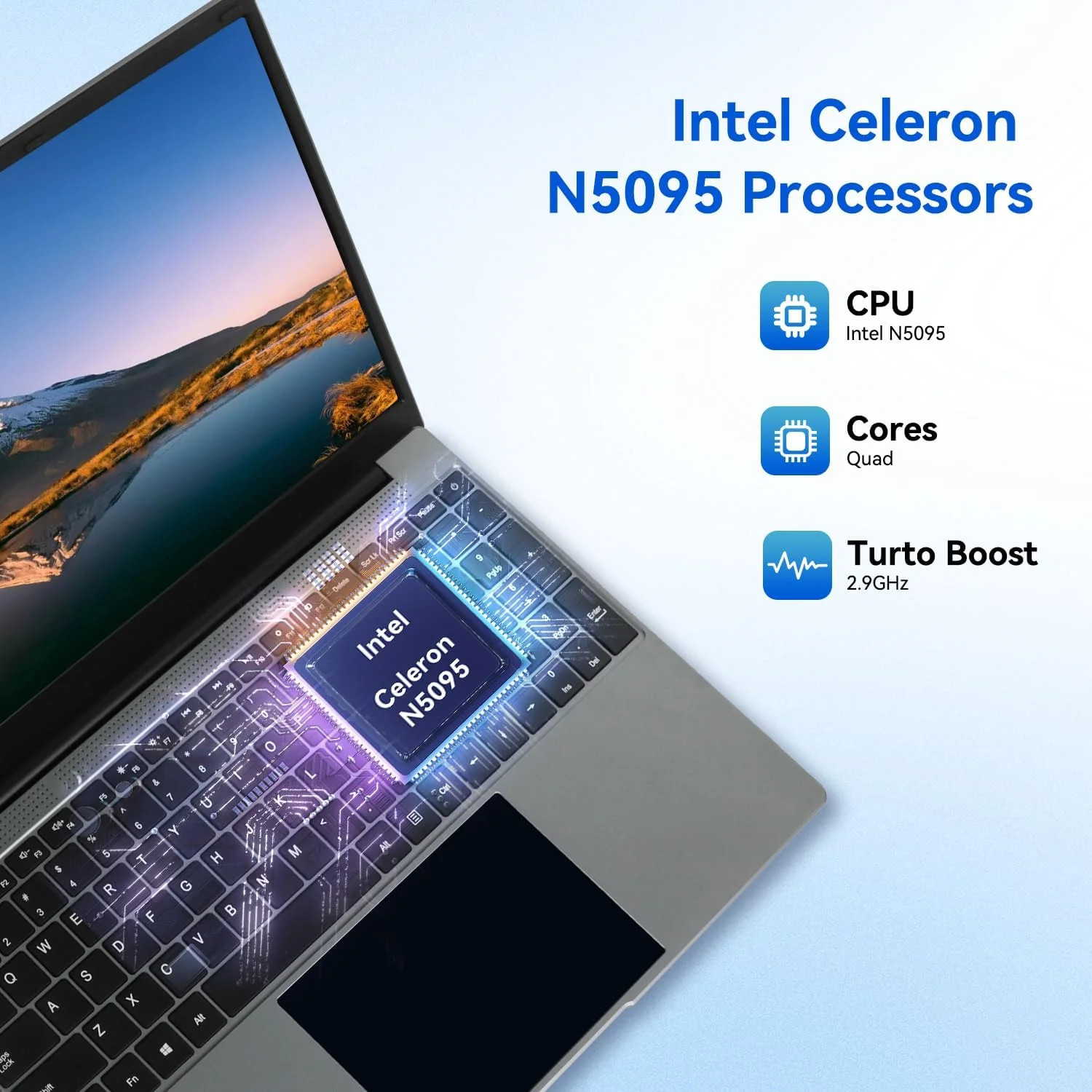 15.6″ FHD Laptop Computer Intel Celeron N5095 16GB RAM 512GB SSD,Netbook