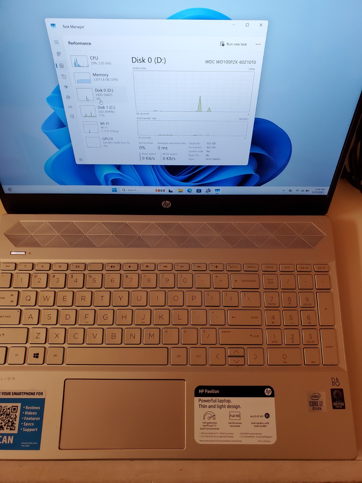 HP Pavilion 15 /Intel i7-1065G7 /12GB RAM/128GB NVME /1TB HDD/100% WORKING