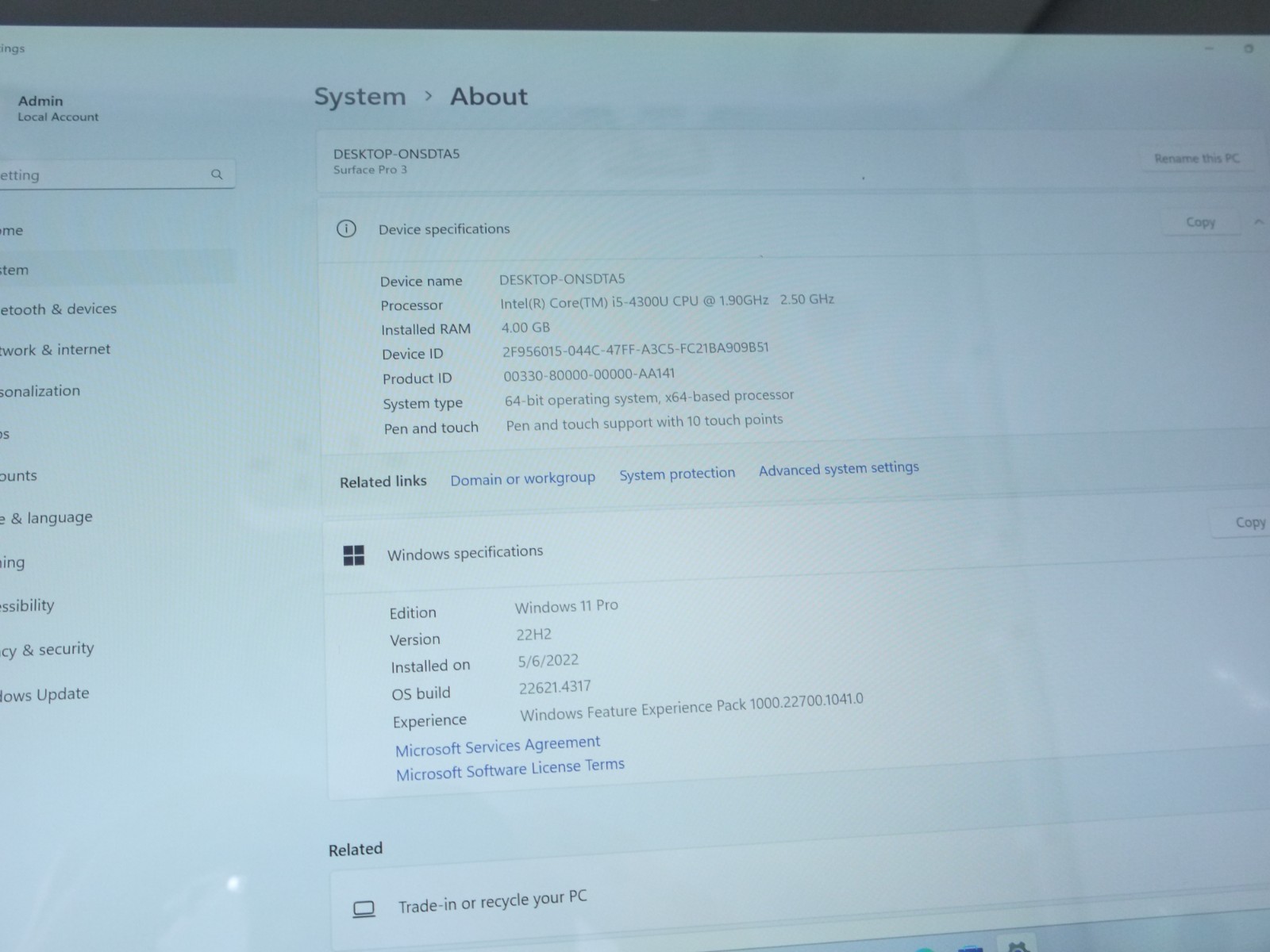 Microsoft Surface Pro 3 12″ 128GB Windows 11 Pro Tablet 1631 – Working Great
