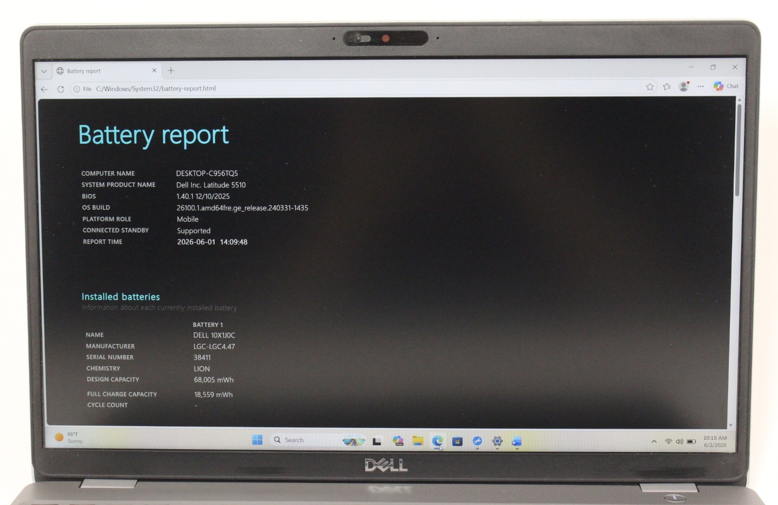Dell Latitude 5510 15.6″ 1.6GHz i5-10210U 512GB SSD 8GB RAM Win 11 Pro ; 6181973