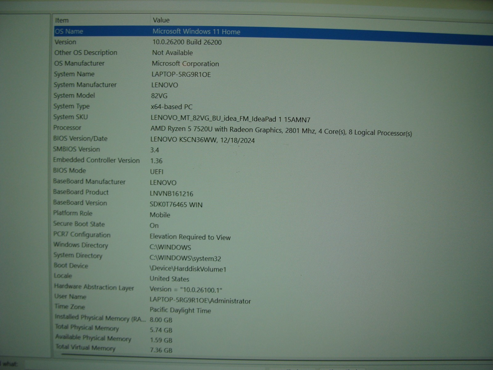 Lenovo IdeaPad 1 15AMN7 15.6″ FHD TOUCH Ryzen 5 7520U 2.8Ghz 8GB 256GB Win11Home