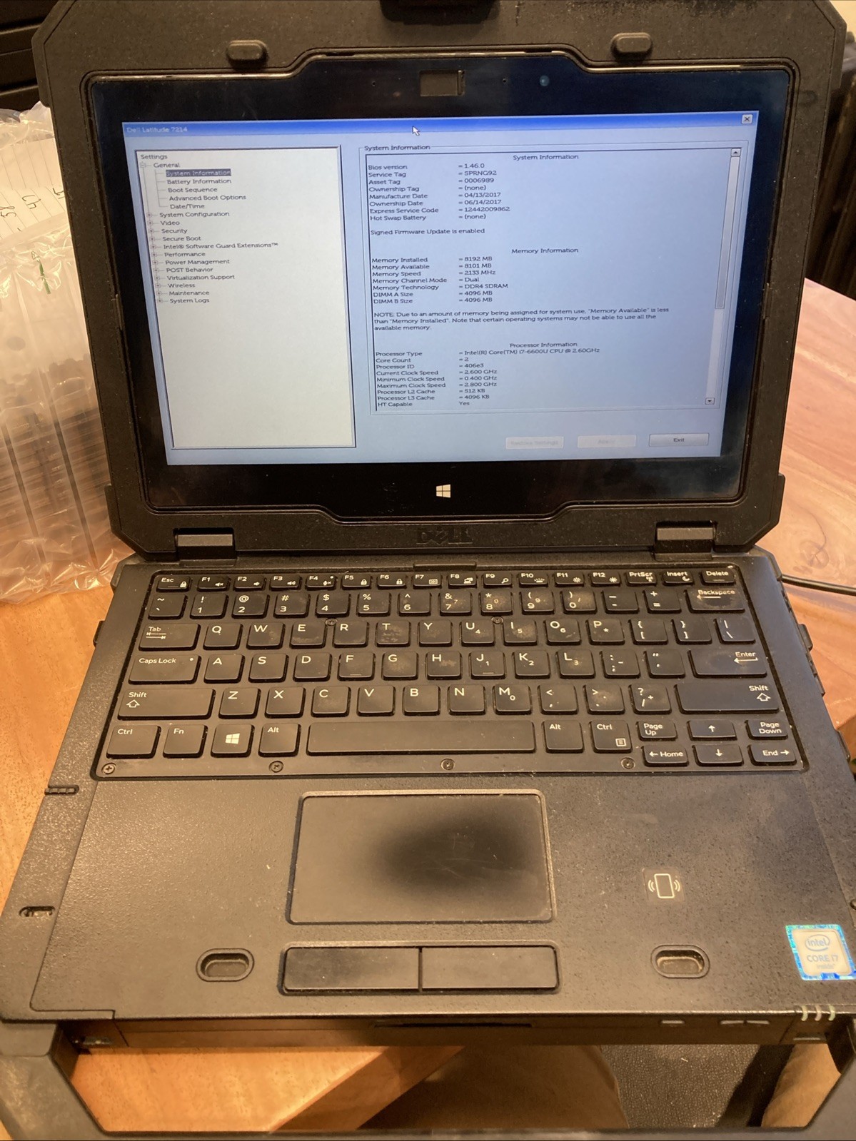 Dell Latitude 7214 Rugged Extreme 12″ i7-6600U 8GB RAM No Ssd(has Caddy)