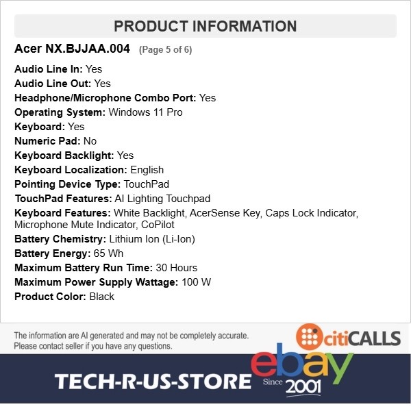 Acer NX.BJJAA.004 TravelMate P6 14 AI Copilot+ Ultra 7 268V 32GB 1TB SSD W11P