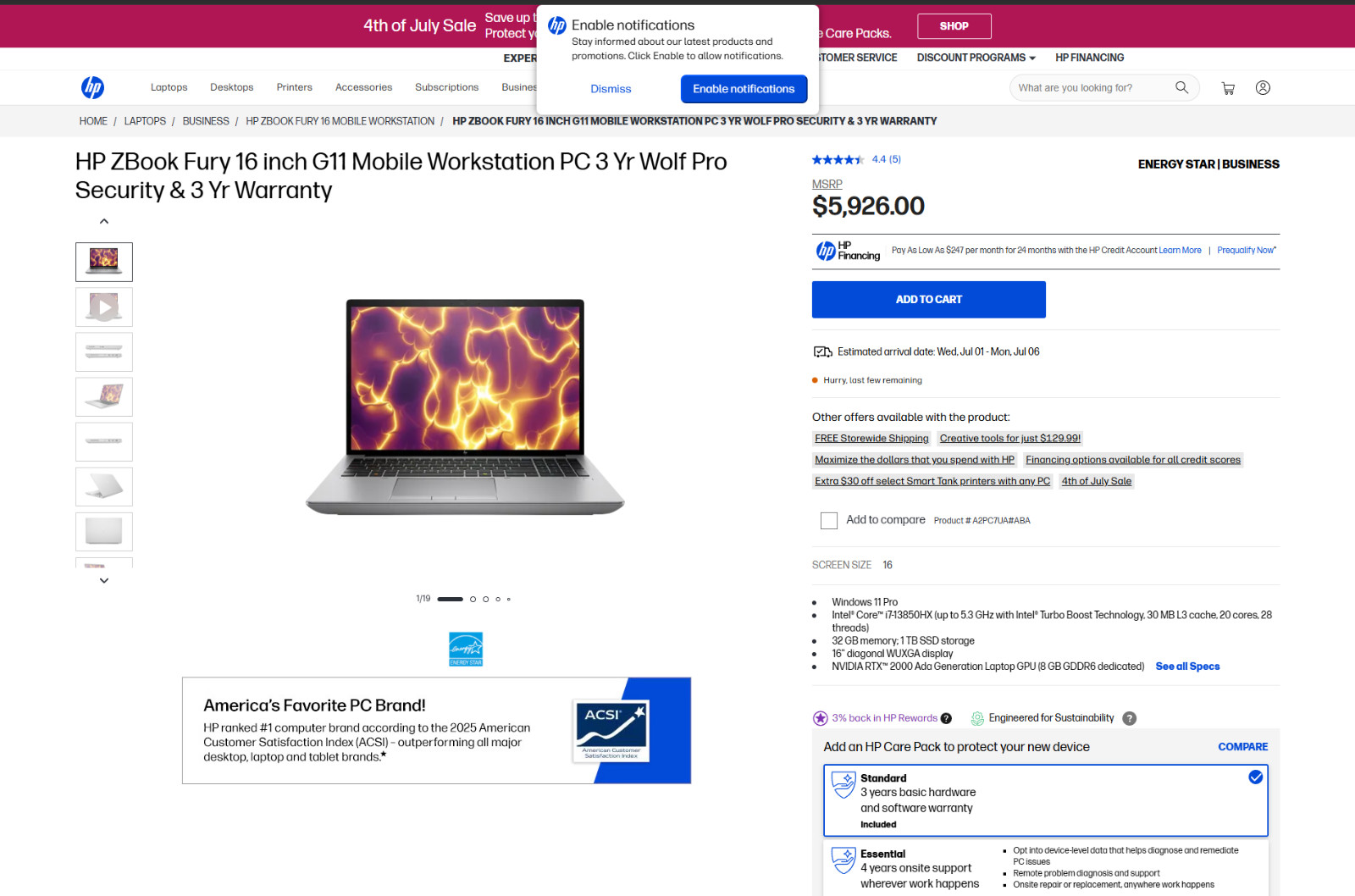 HP ZBook Fury 16 G11 i7-13850HX | 32GB Ram| 1TB Storage |RTX 2000 Ada