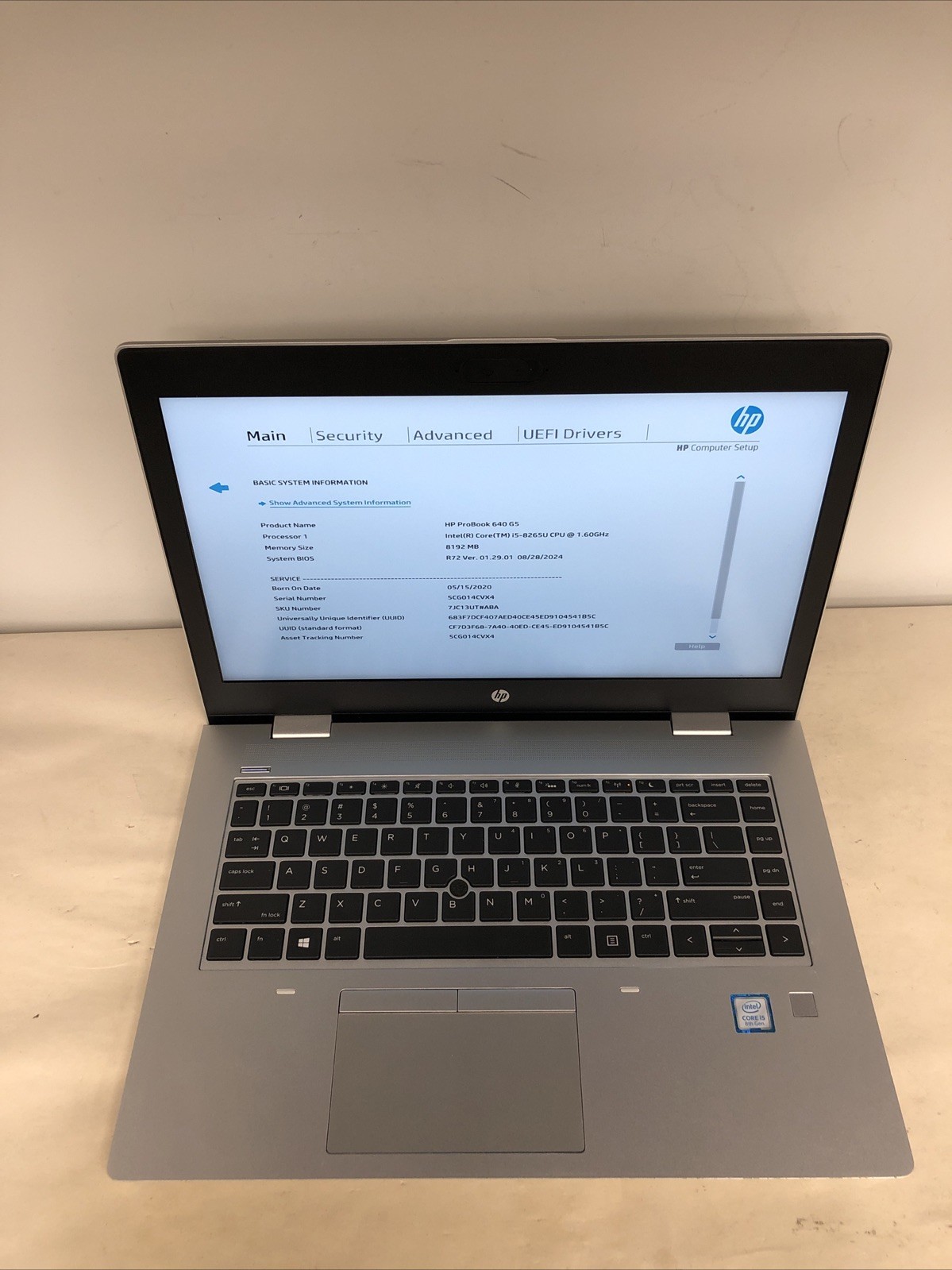 HP ProBook 640 G5 i5-8265U 8GB RAM NO SSD | Boot To Bios