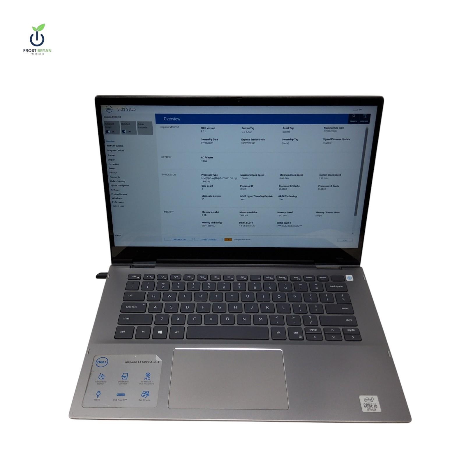 DELL Inspiron 5400 2n1 i5-1035G1@1.00GHz 8 GB No SSD/OS/Batt Grade D [DEFECTIVE]