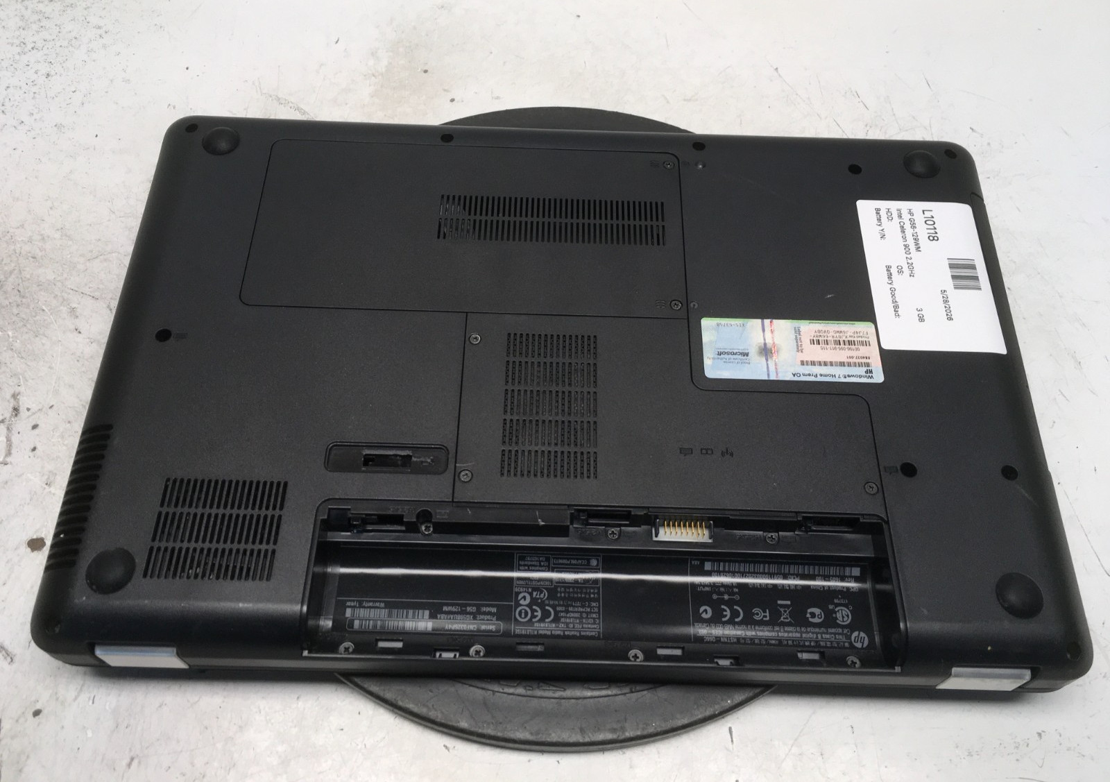 HP G56-129WM Intel Celeron 900 2.2GHz 3 GB NO HDD No Batt
