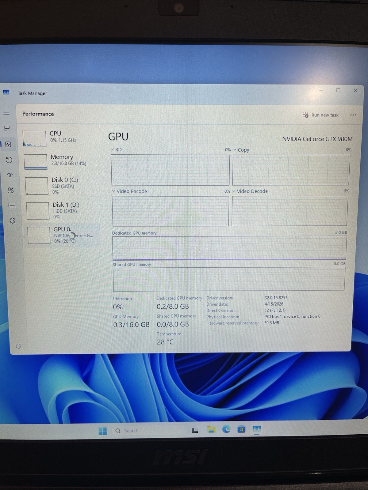 MSI GT72 2QE DOMINATOR PRO i7-4710HQ 16GB RAM GTX 980M 8gb 118GB M.2 1TB HDD W11