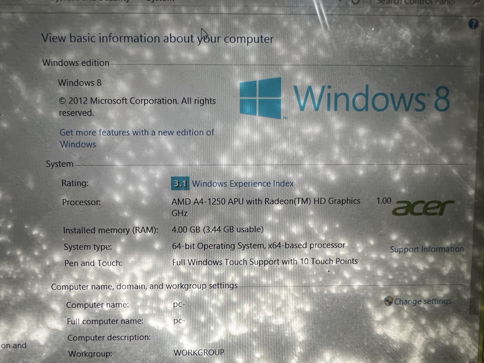 Acer Aspire V5-122P-0408 Series MS2377-touchscreen-water damage-see photos