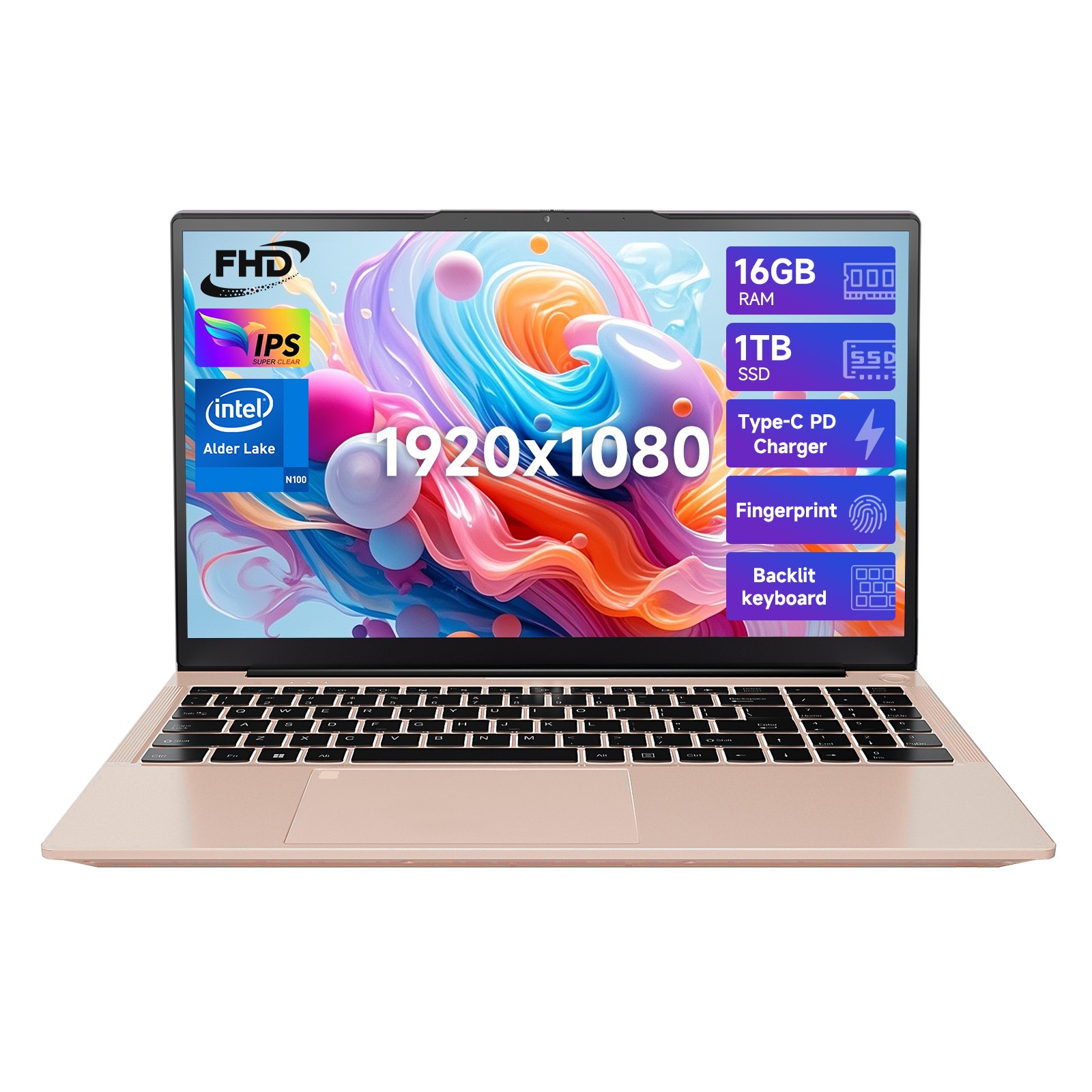 15.6″ IPS FHD Laptop Intel Pentium 12th Gen N100 Backlit Kb 3.4GHz Win11 Wifi6