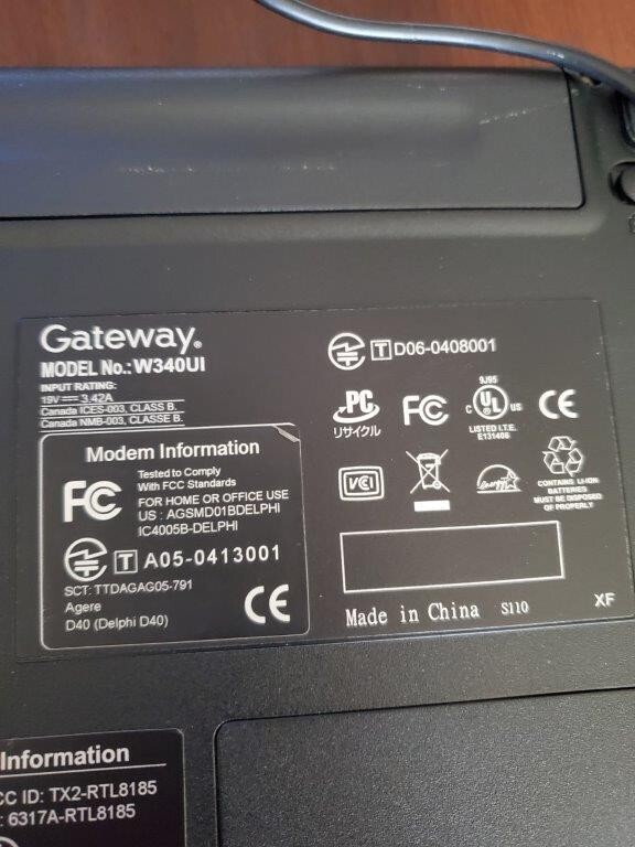 Gateway Laptop 340UI Intel Pentium dual-core (1.60GHz) 2GB Memory 120GB HDD