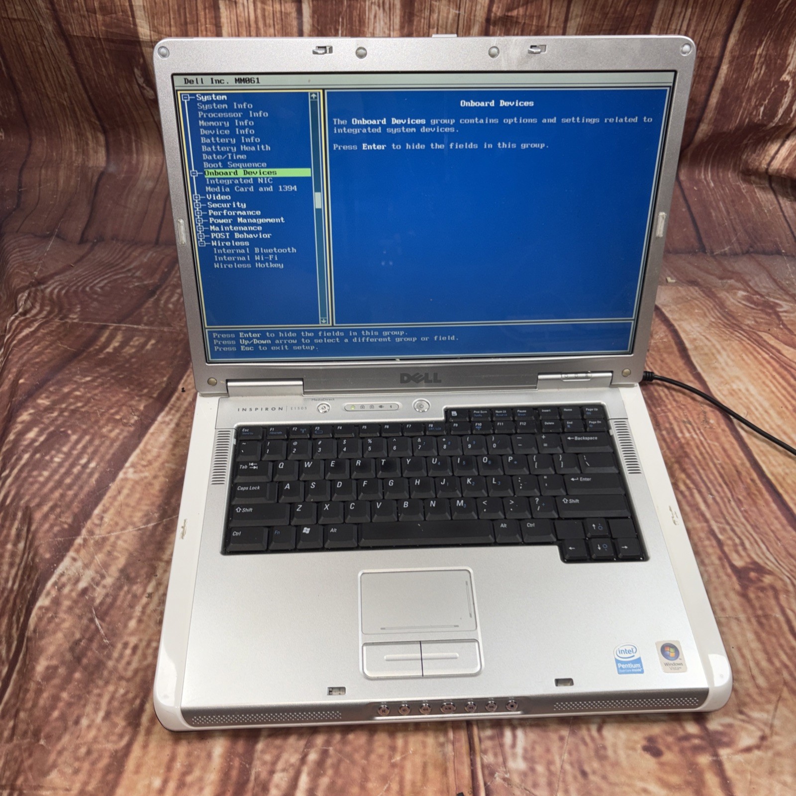Dell Inspiron E1505 Intel Pentium Dual Core @ 1.60GHz 1GB RAM NO HDD