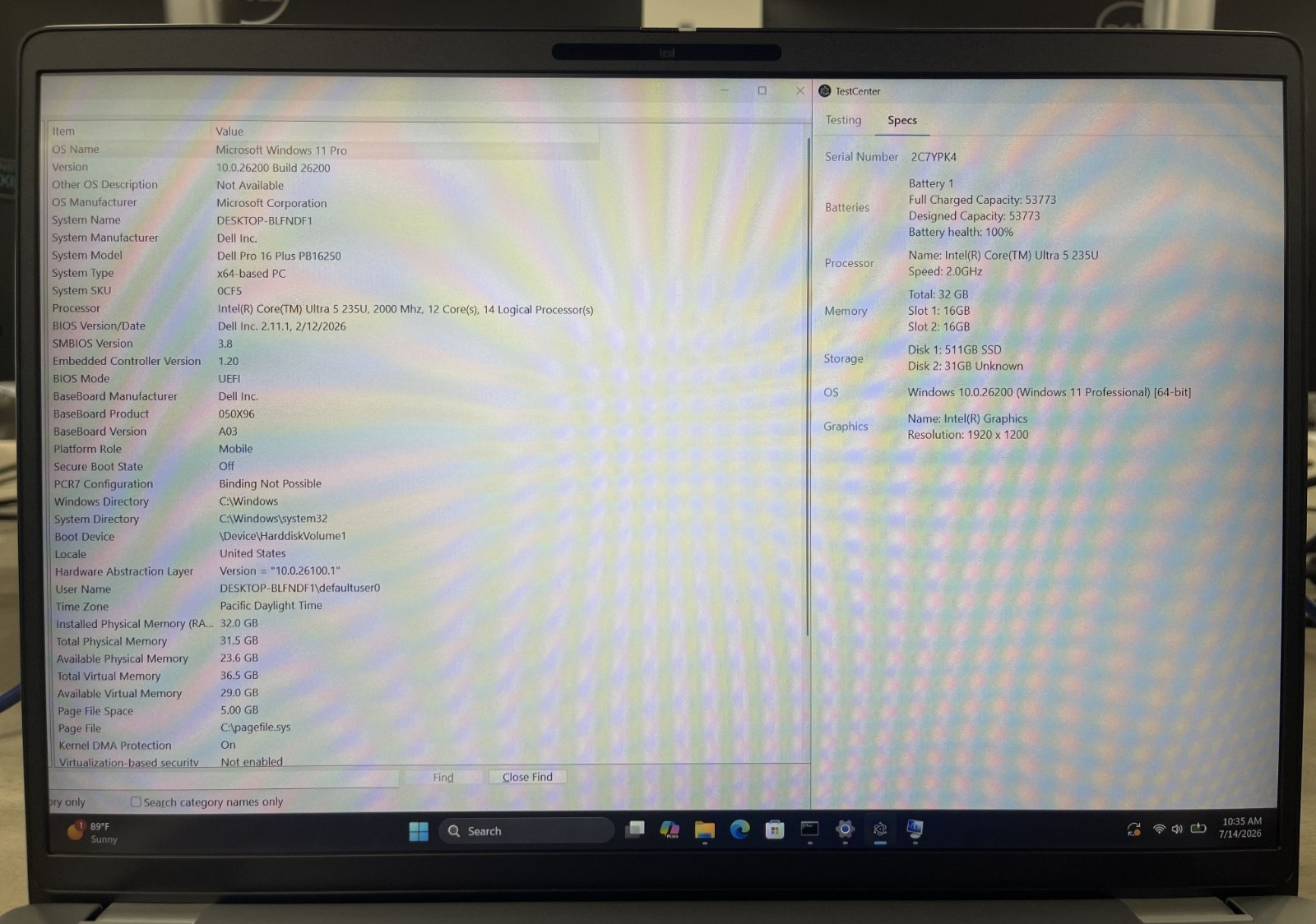 Dell Pro 16 Plus PB16250 16″ Ultra 5 235U 2.00GHz 32GB RAM 512GB SSD Win 11 Pro