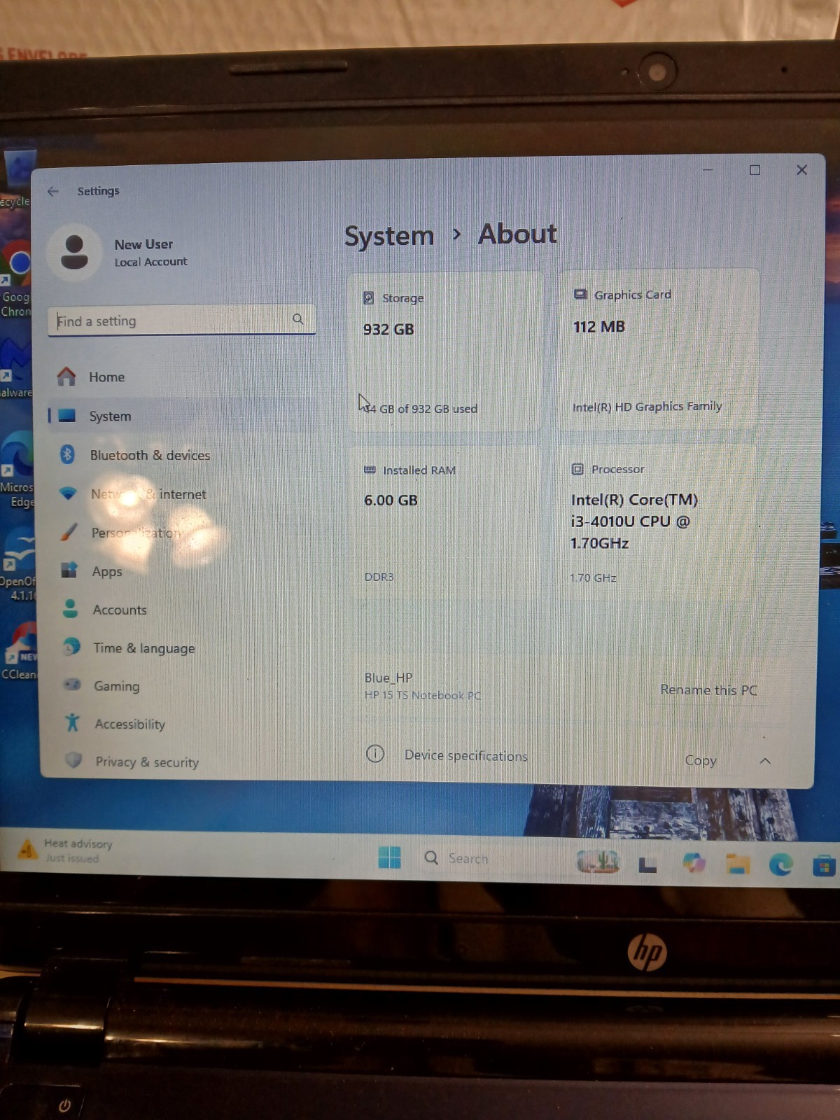 Hewlett-Packard 15-R053ci Blue notebook pc