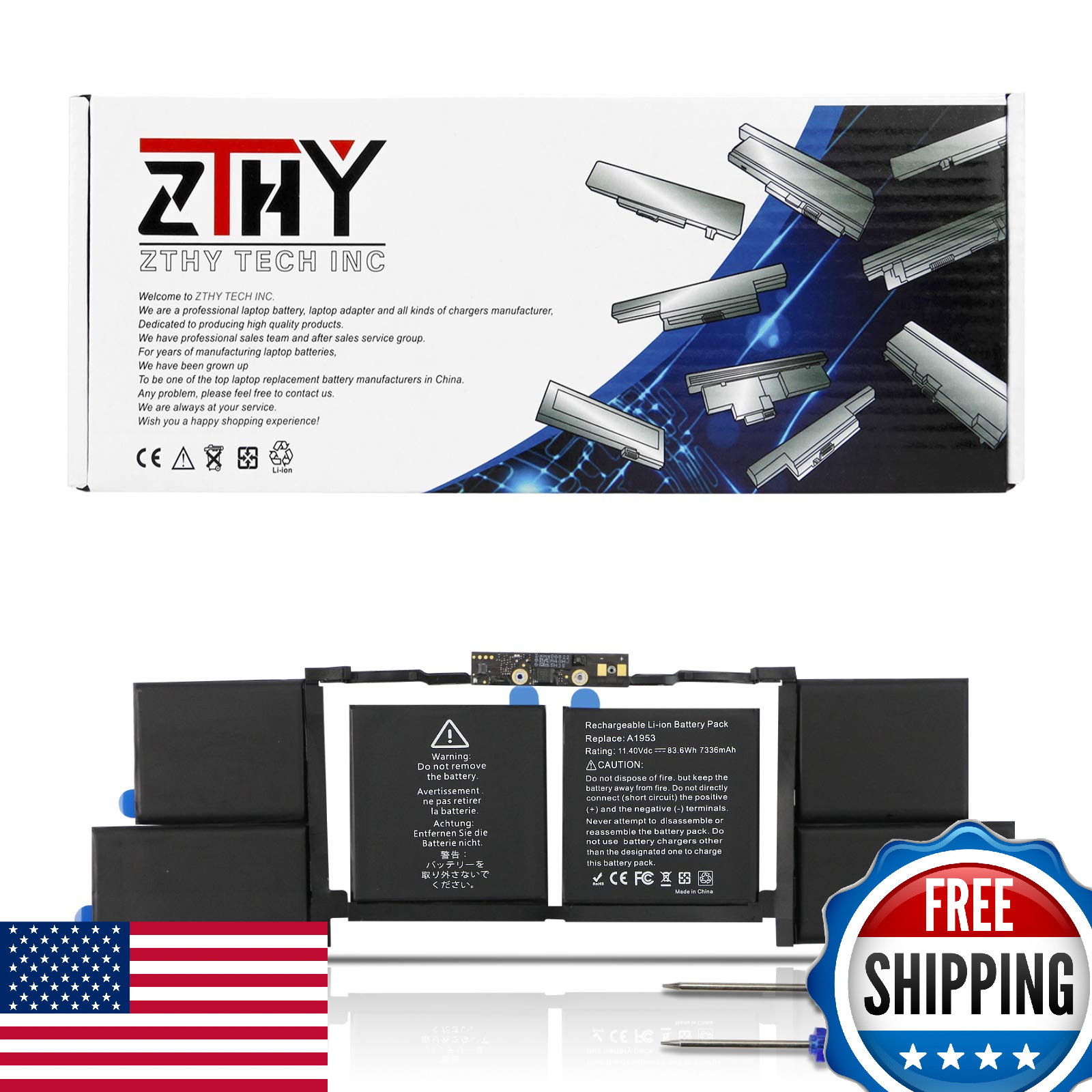 A1953 Battery for MacBook Pro 15″ A1990 Touch Bar EMC 3215 3359