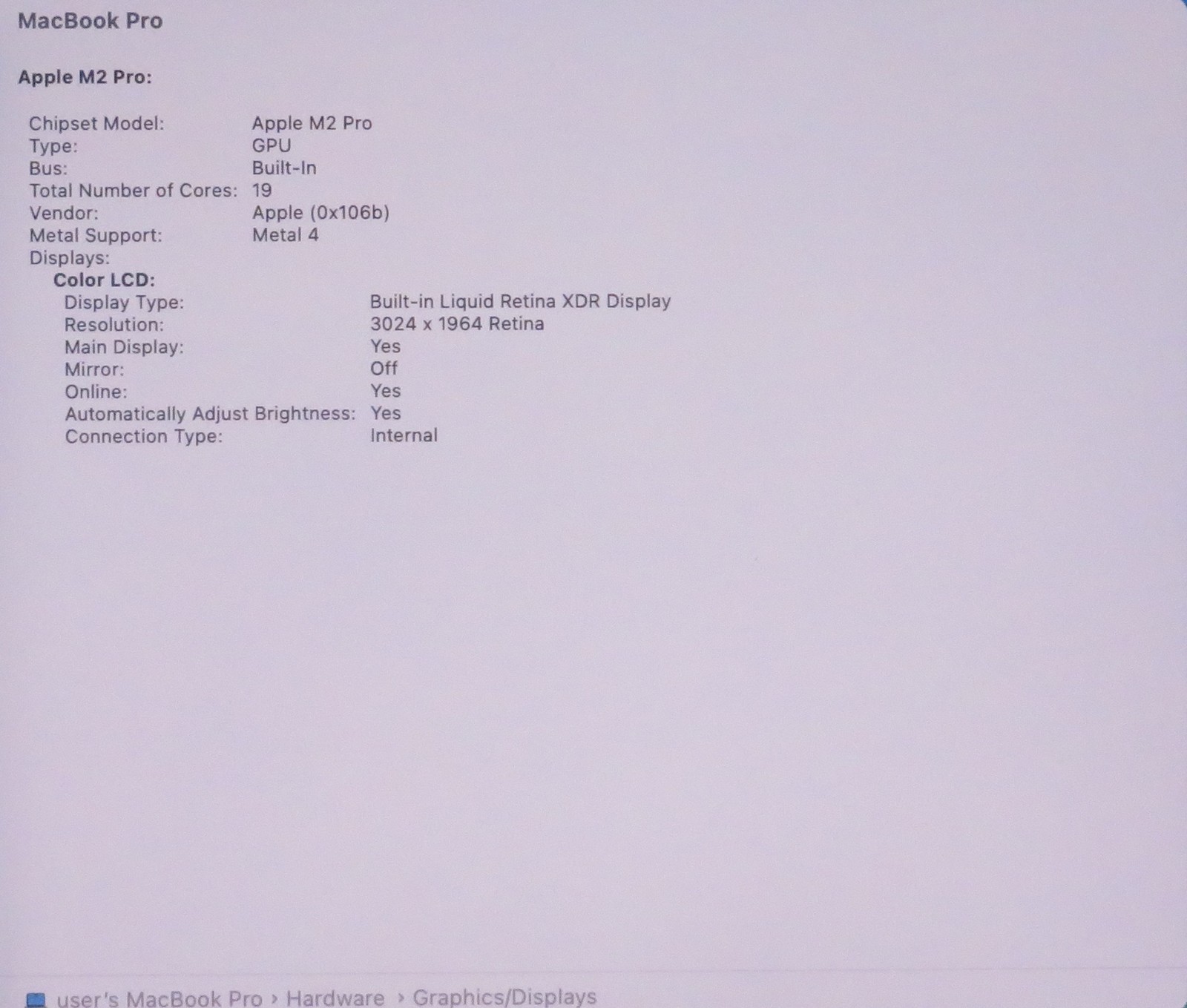 Apple Macbook Pro 2023 14in Retina M2 Pro 16GB RAM 512GB Tahoe A2779