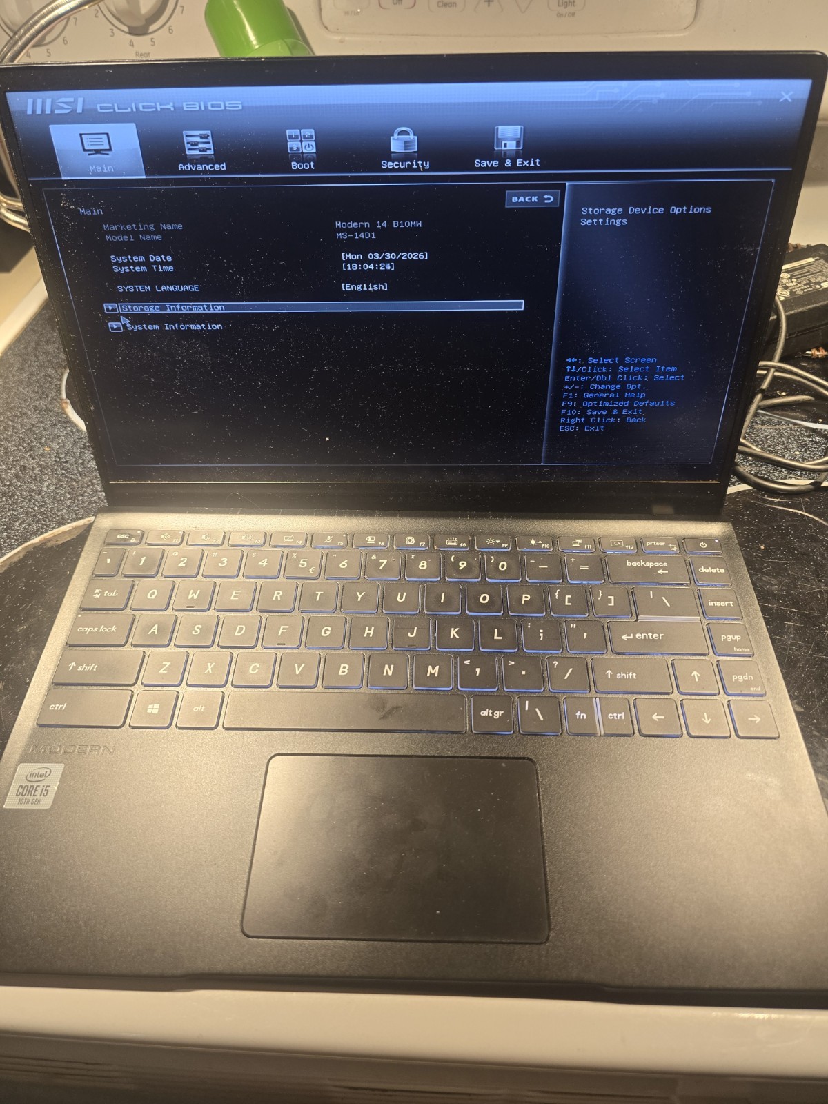 AS IS MSI Modern 14 B10MW-014 14” FHD IPS Laptop Intel i5-10210U No HDD Ram