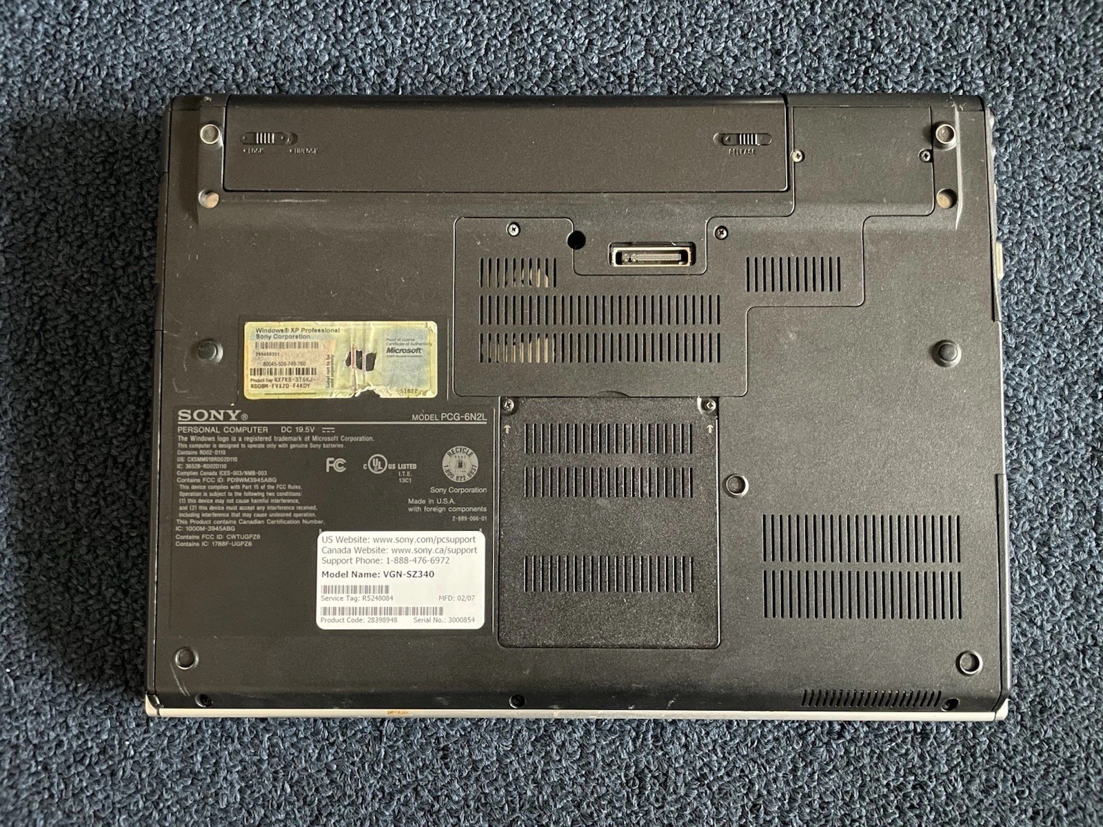 SONY VAIO VGN-SZ340P Laptop Intel CORE2 T7200 2.5GB RAM 120GB HDD Win 7 Ultimate