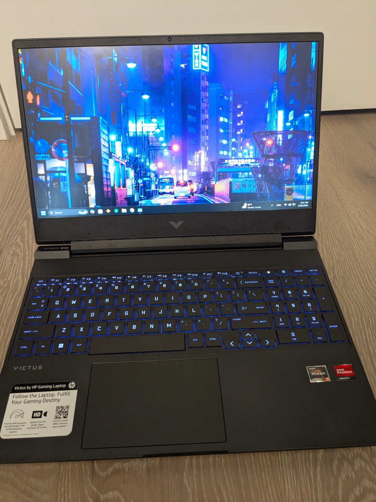HP Victus 15 Gaming Laptop 144Hz RX 6550M Ryzen 5 7535HS 16GB DDR5 RAM 512GB SSD