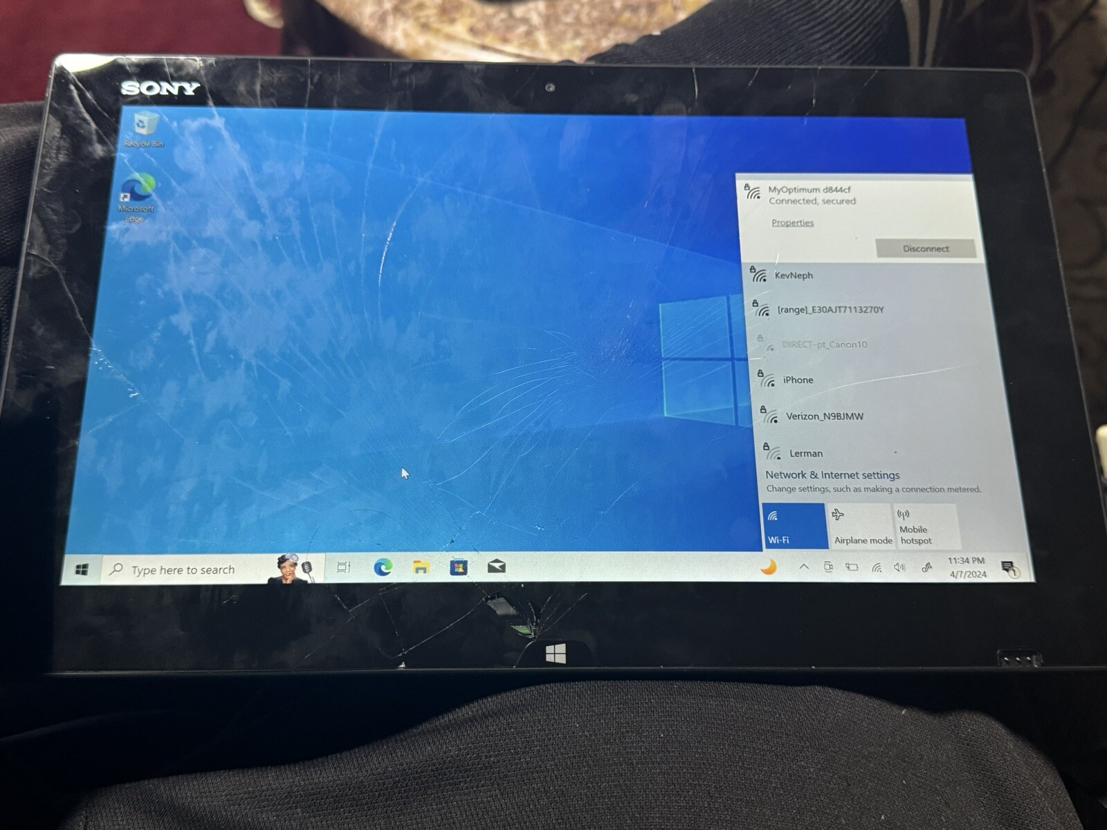 Sony Vaio Tap 11 SVT1121 Intel Pentium Windows 10 Tablet w/Keyboard