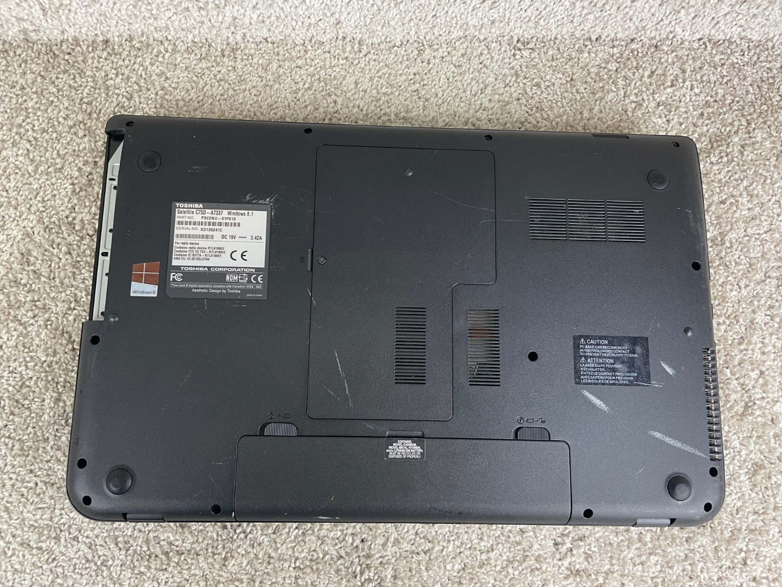 Toshiba Satellite C75D Series AMD A6 Quad Core Windows 8.1 Laptop Notebook PC