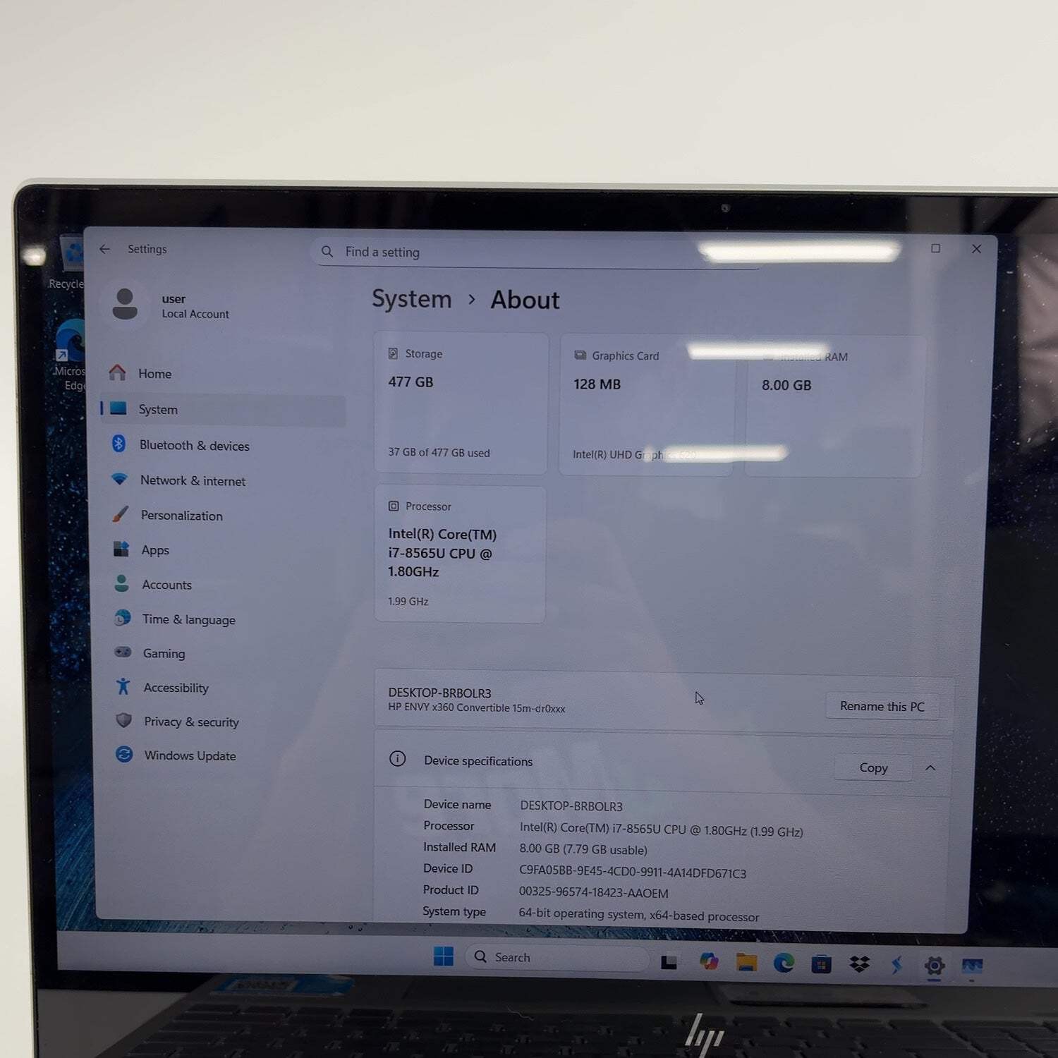 HP ProBook x360 15M-DR0012DX 15.6″ i7-8565U 1.8GHz 8GB RAM 512GB SSD