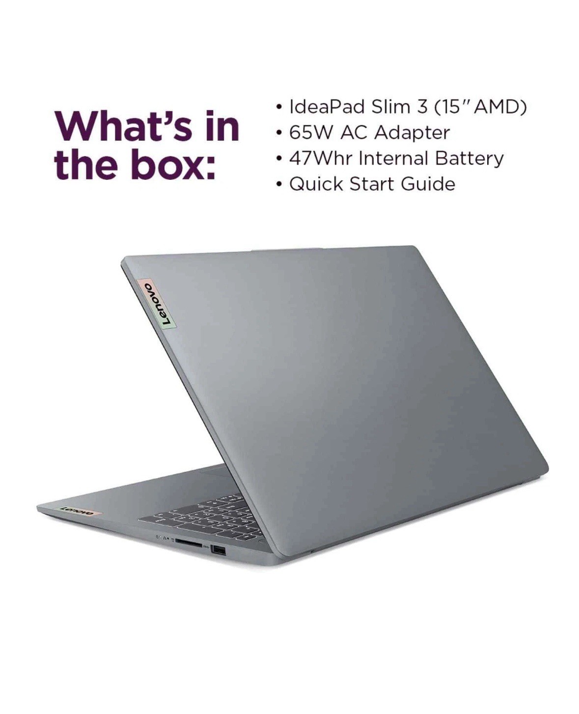 Lenovo IdeaPad Slim 3 15.6 5825U AMD Radeon 16GB 512GB 15.6″ LCD Touch FHD 3Cell