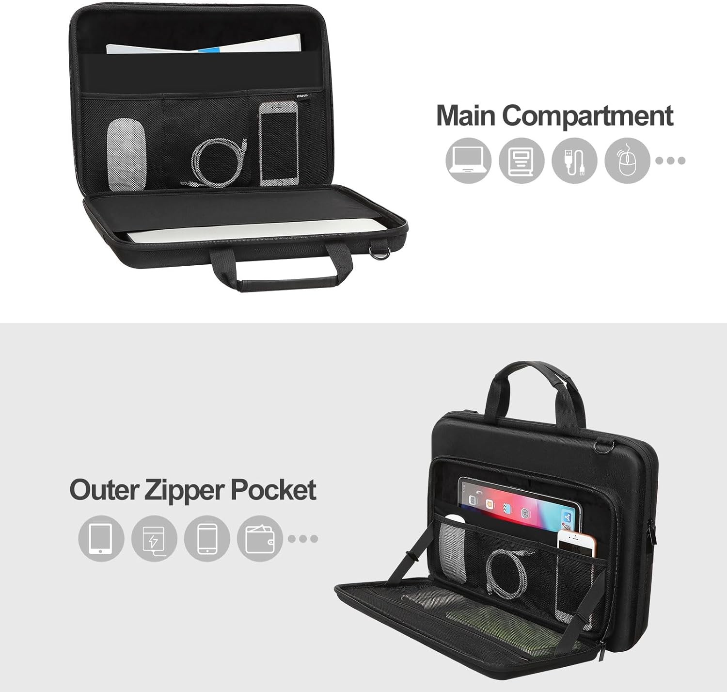 15-15.6 inch Hard Shell Laptop Bag Compatible with HP, MacBook