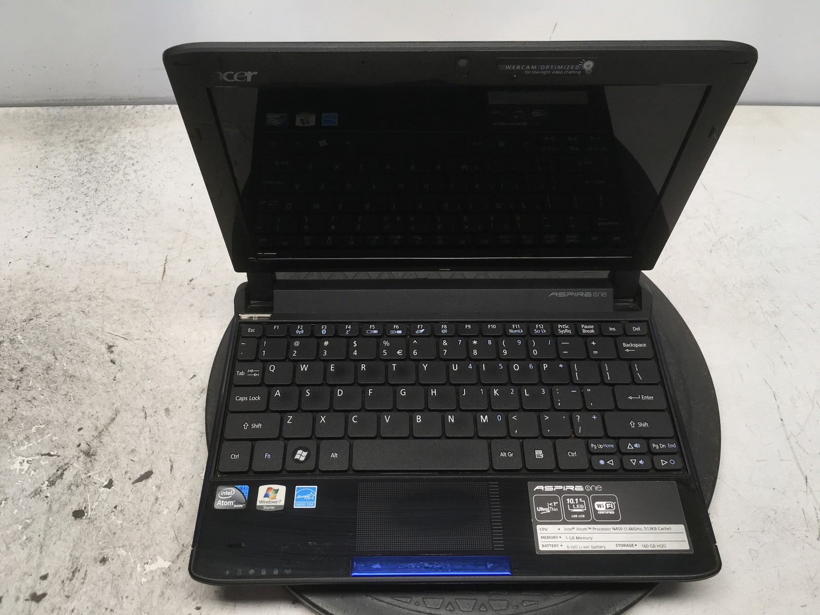 Acer Aspire One NAV50 Intel Atom N450 1.66GHz 1 GB NO HDD No Batt