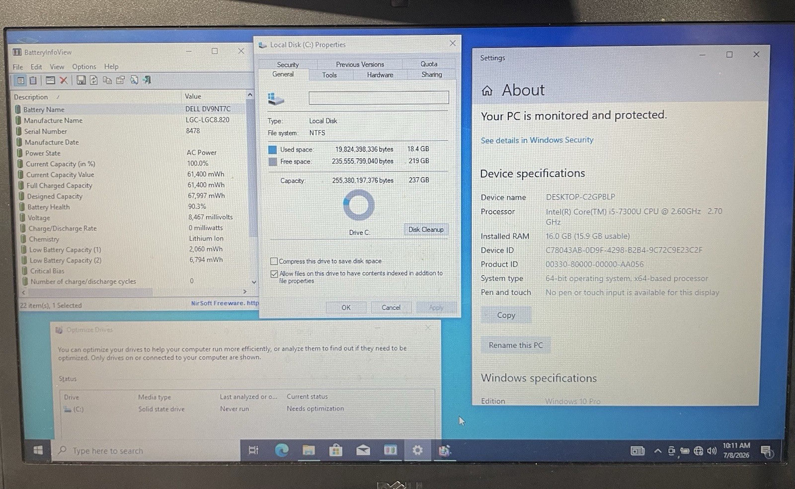 Dell Latitude 5480 Intel Core i5-7300U@2.60GHz 16GB RAM 256GB SSD WIN 10P
