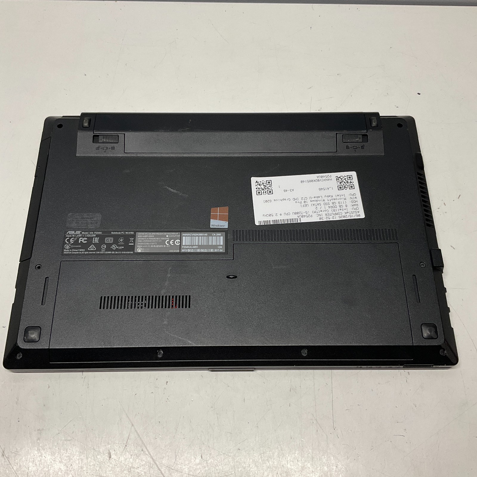 ASUS PRO P2540UA | INTEL CORE I5-7200U 128GB SSD 8GB Windows 10 Pro Laptop